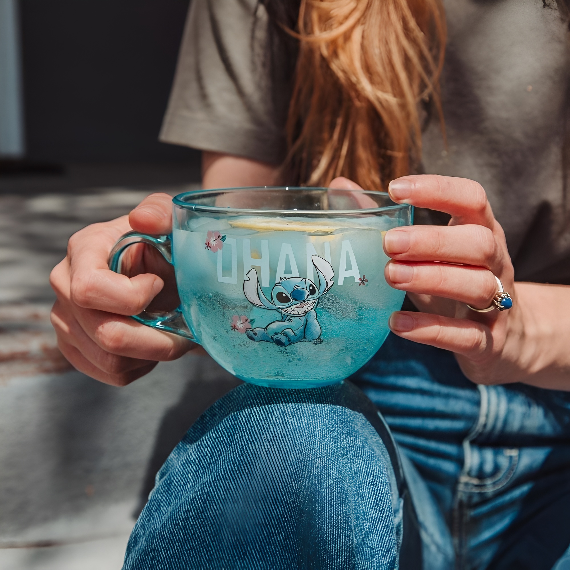 Lilo And Stitch Character Printed 16 Oz Glass Mug