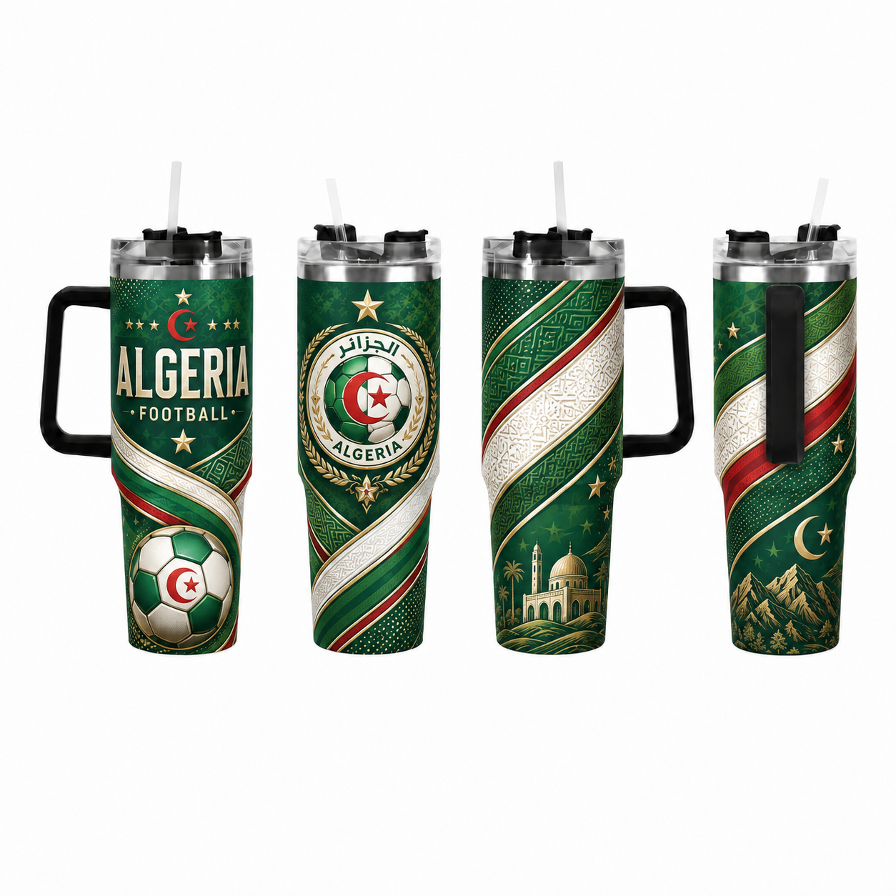 FIFA 2026 Algeria Football Sports All Over Printed 40oz Tumbler With Straw And Lid