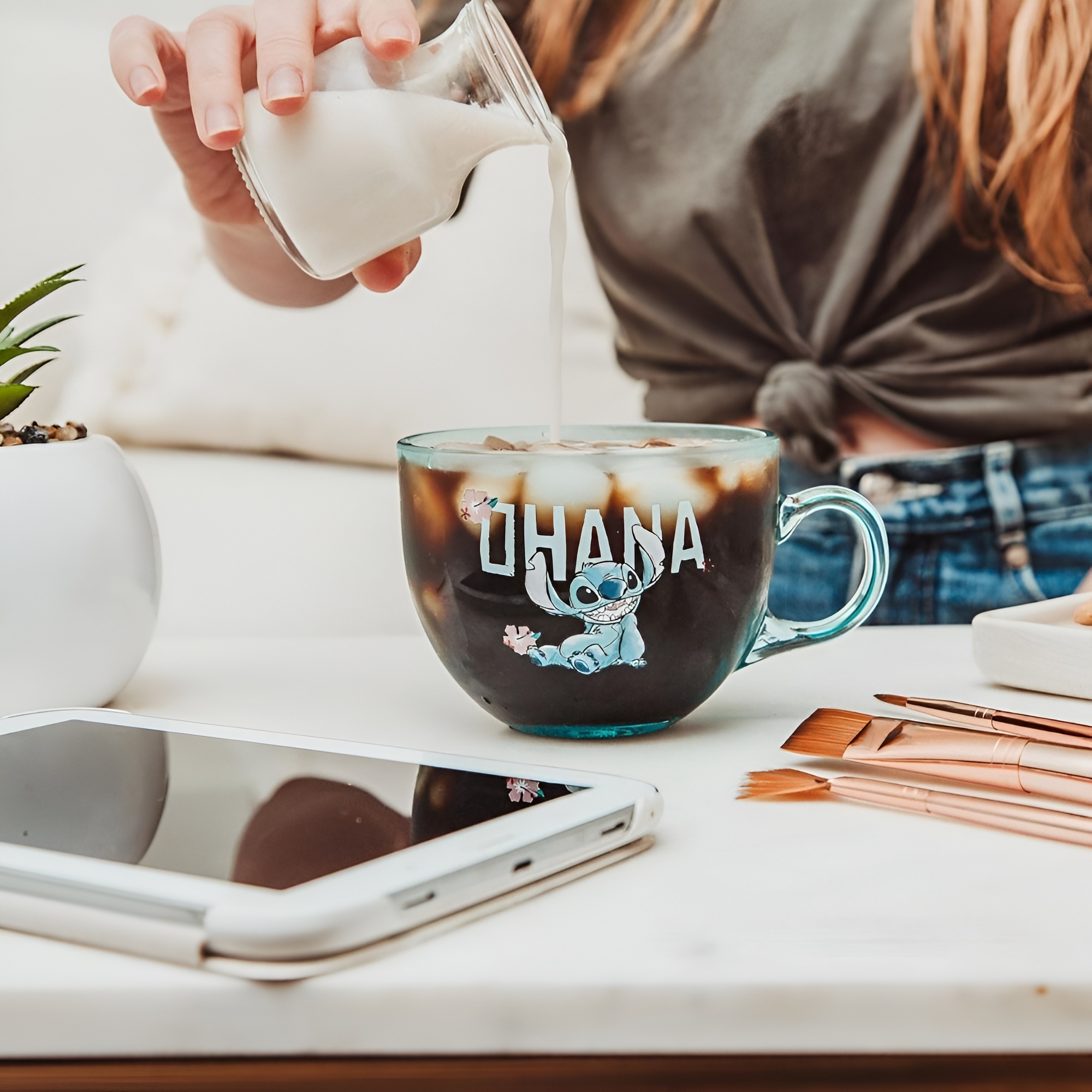 Lilo And Stitch Character Printed 16 Oz Glass Mug