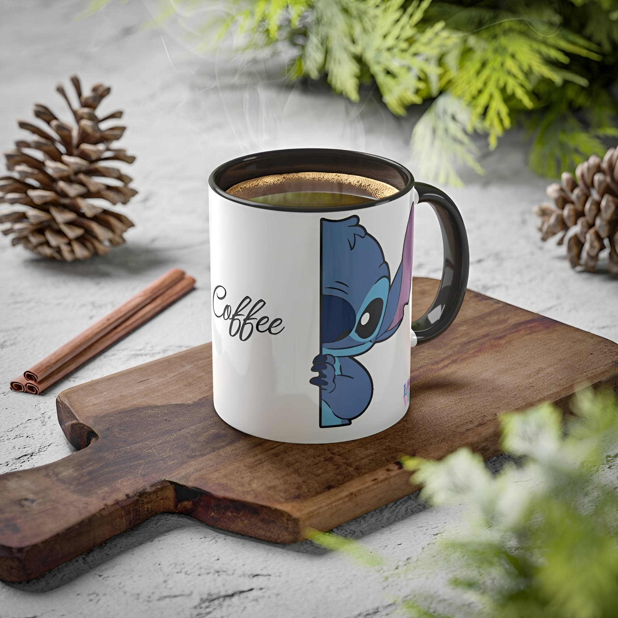 Stitch Cartoon Design Coffee Mug With Funny Quote Printed