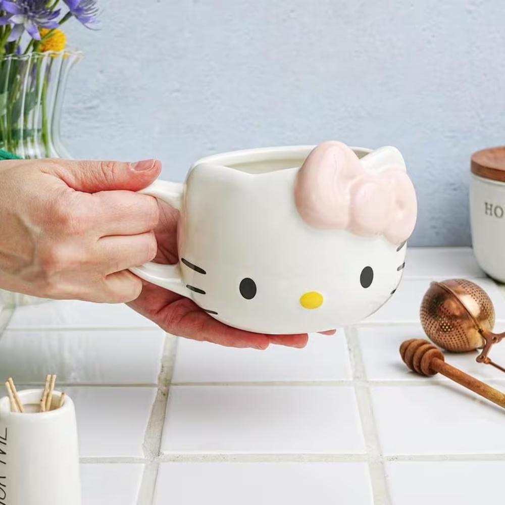 Hello Kitty Face Pink Bow Sculpted Ceramic Mug