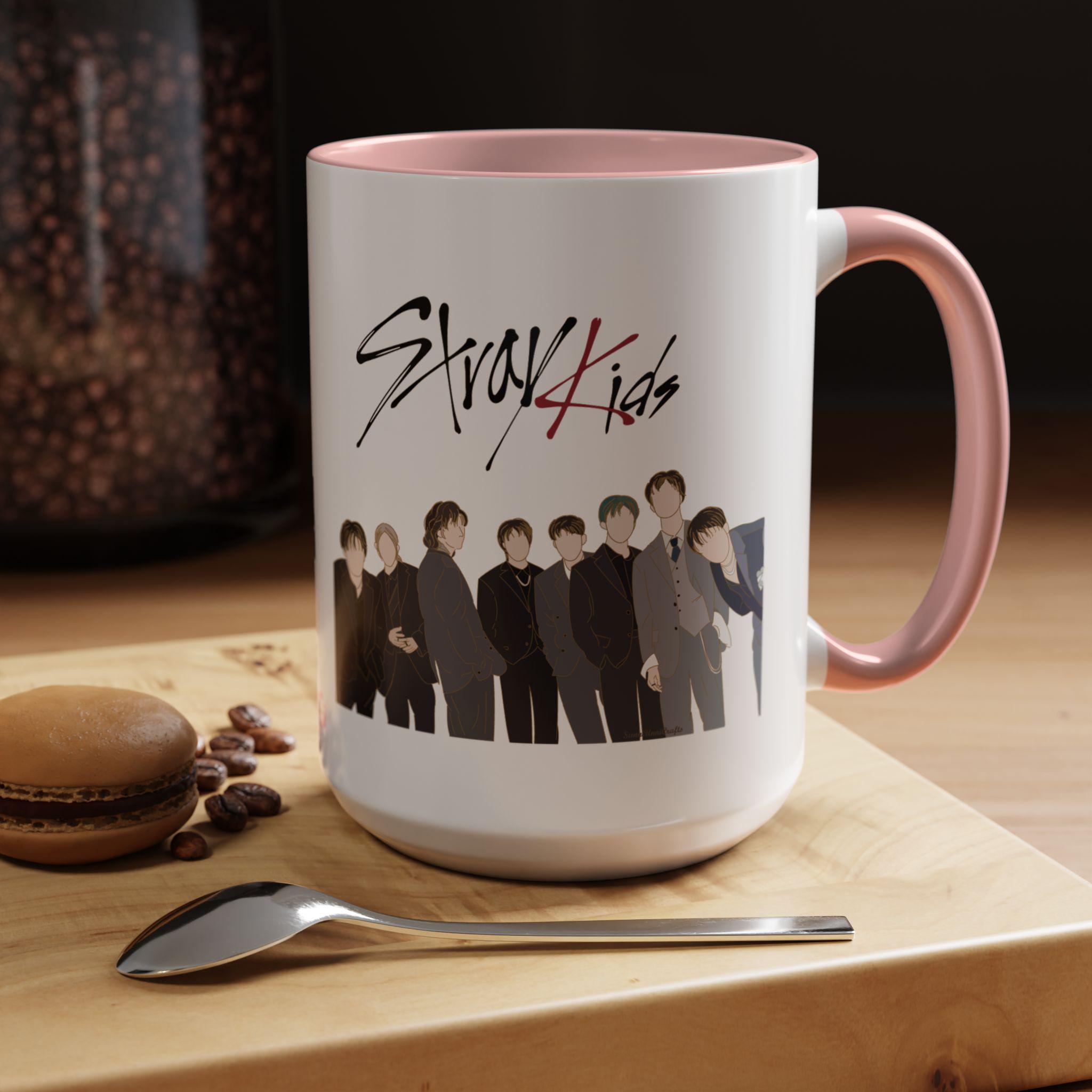 K Pop Coffee Mug With Stray Kids Artwork And Two Tone Style