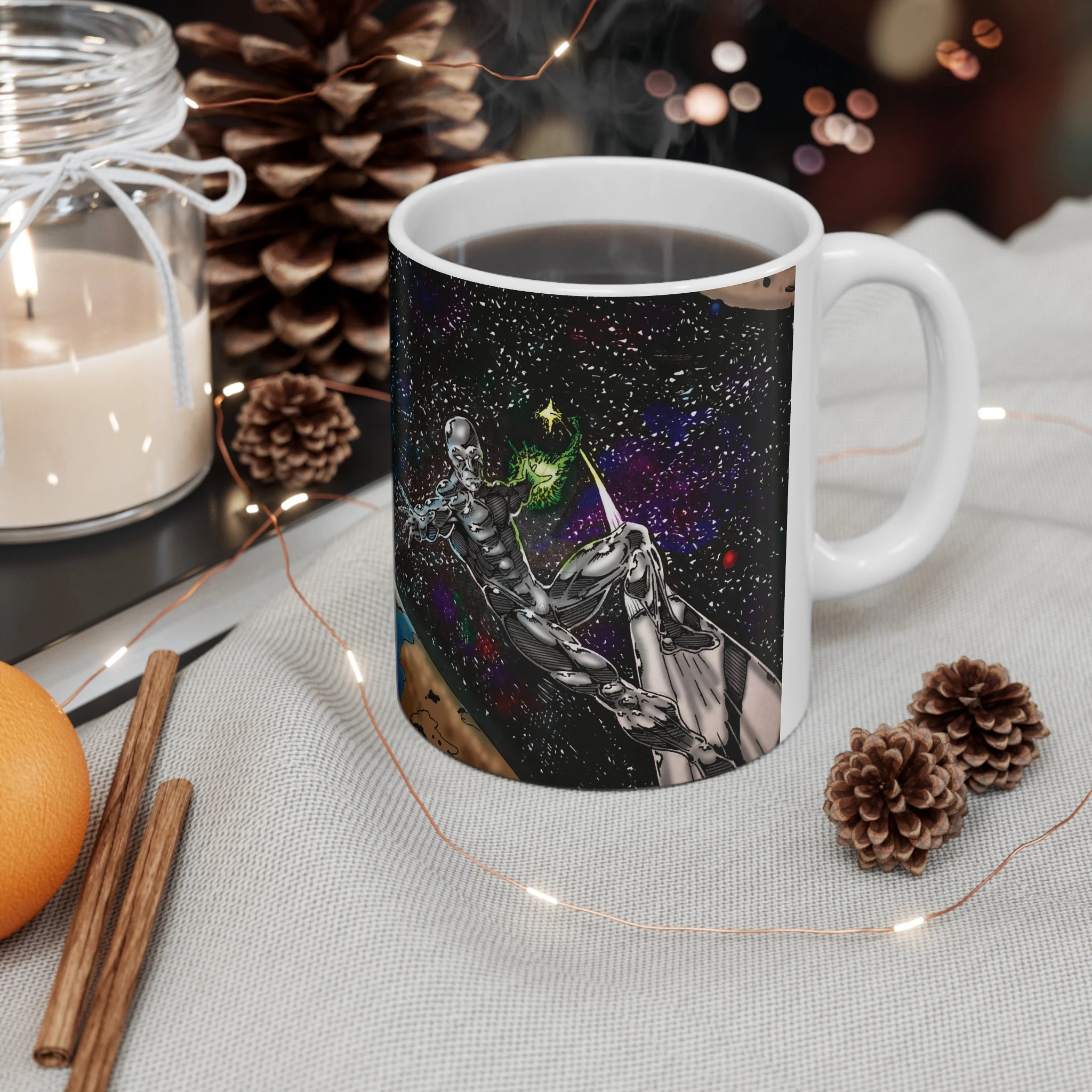 Silver Surfer Deep Space Illustration Ceramic Mug