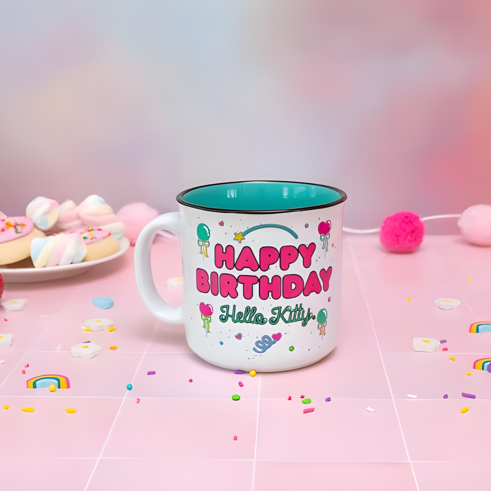 Silver Buffalo Sanrio Hello Kitty "Happy Birthday" Ceramic Camper Mug