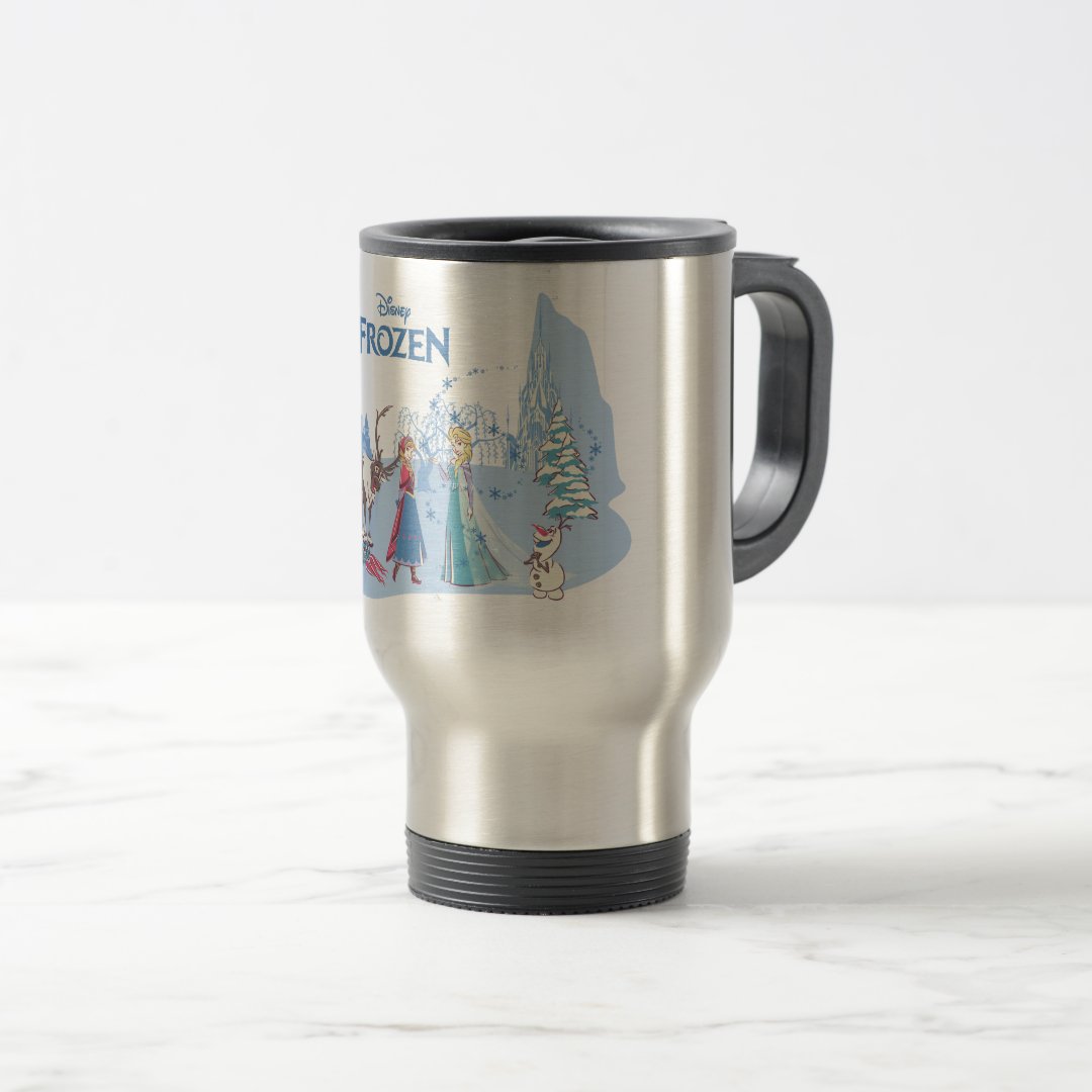 Frozen Blue Pastel Travel Mug Sven Anna Elsa Olaf Coffee Cup