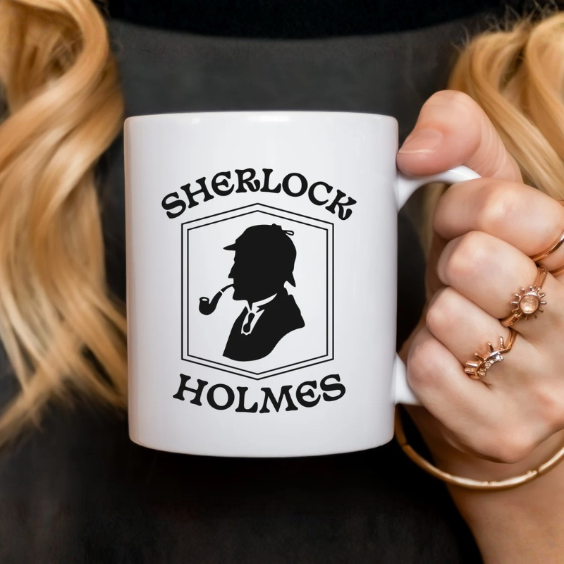Sherlock Holmes Silhouette Ceramic Baker Street Mug