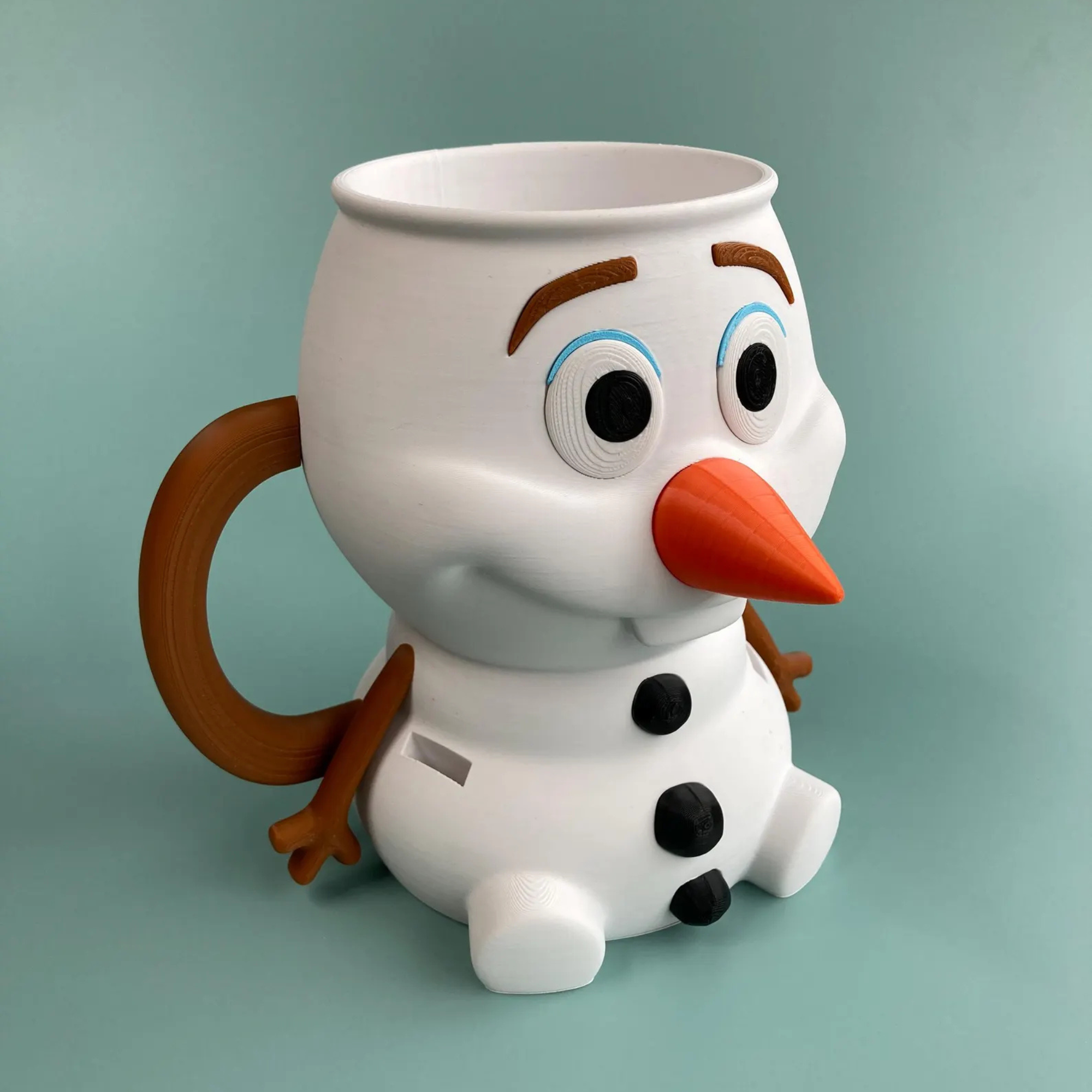 Olaf Character Themed PLA Ice Cream Holder 3D Mug With Spoon
