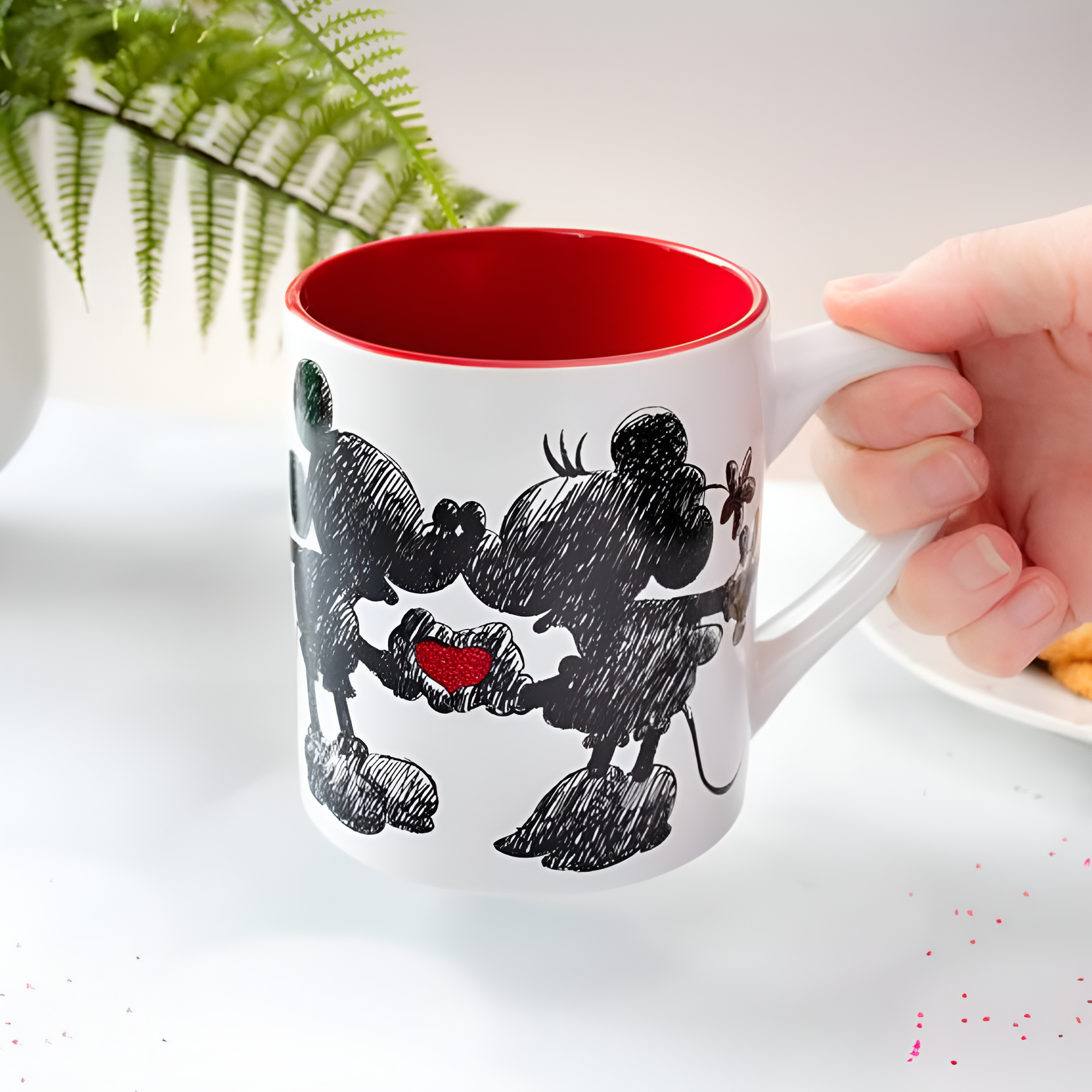 14Oz Mickey and Minnie Sketchbook Glitter Ceramic Mug