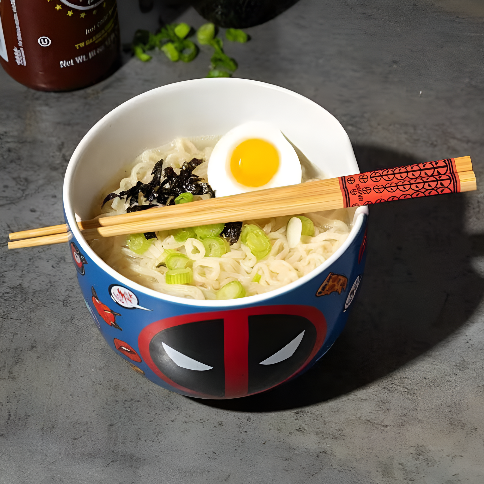 Deadpool Ramen Bowl Set 20oz Ceramic Bowl with Chopsticks