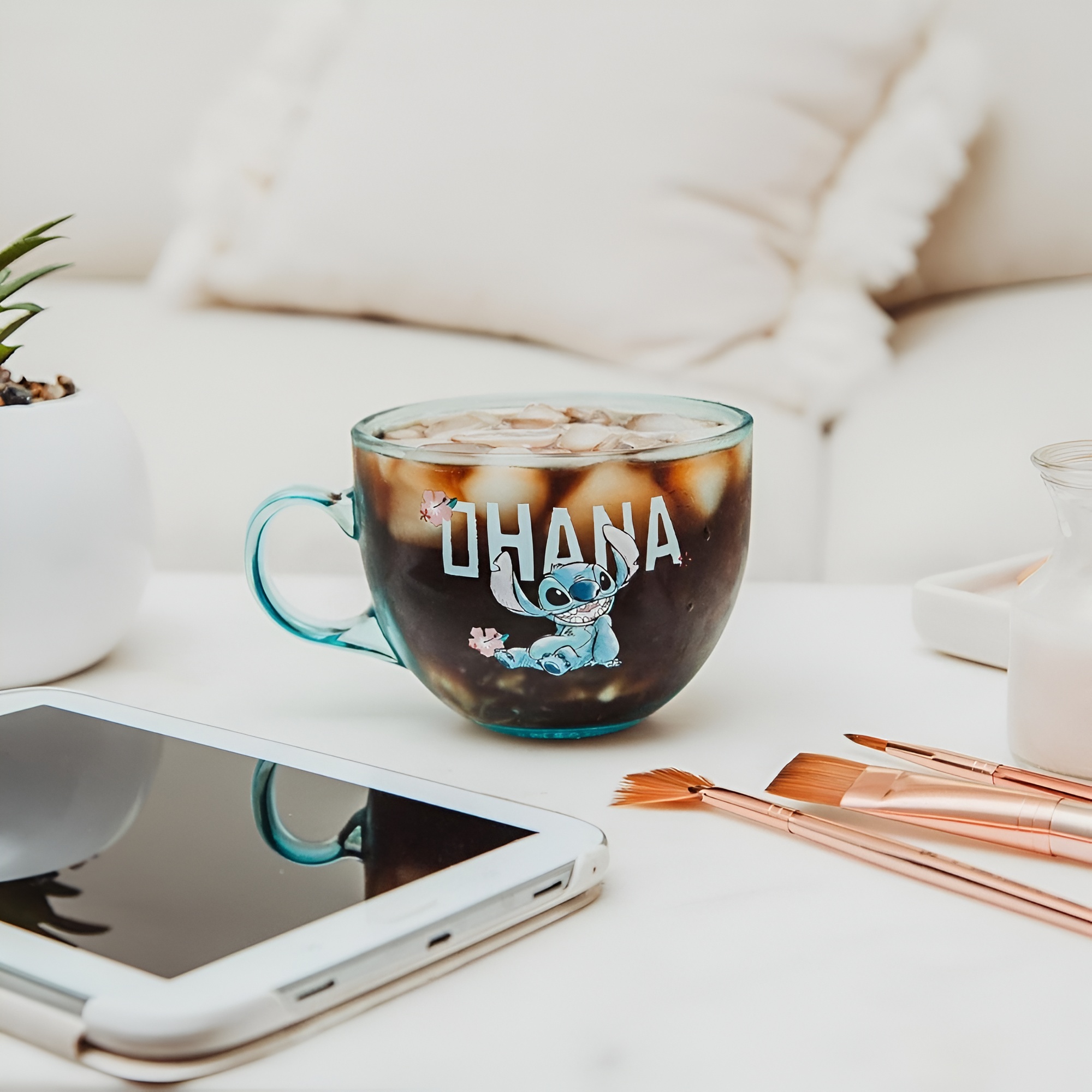 Lilo And Stitch Character Printed 16 Oz Glass Mug