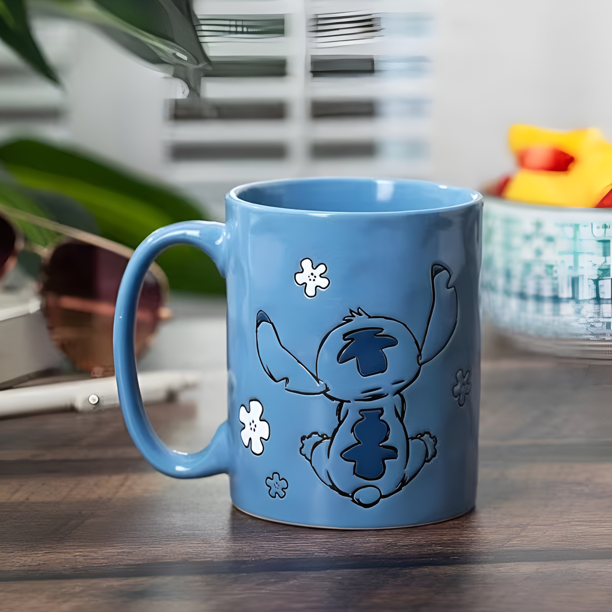 Stitch Themed 17oz Wax Resist Pottery Ceramic Coffee Mug