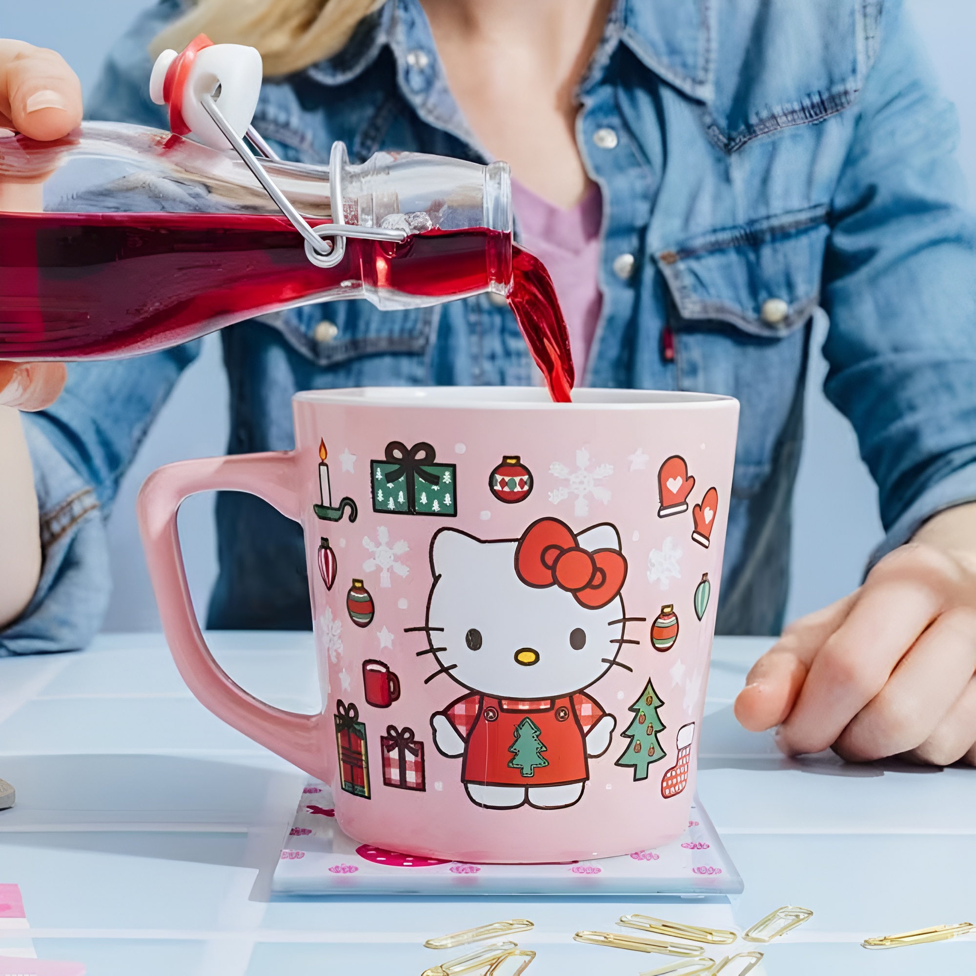 Hello Kitty Holiday Celebration Ceramic Latte Mug | Holds 17 Ounces
