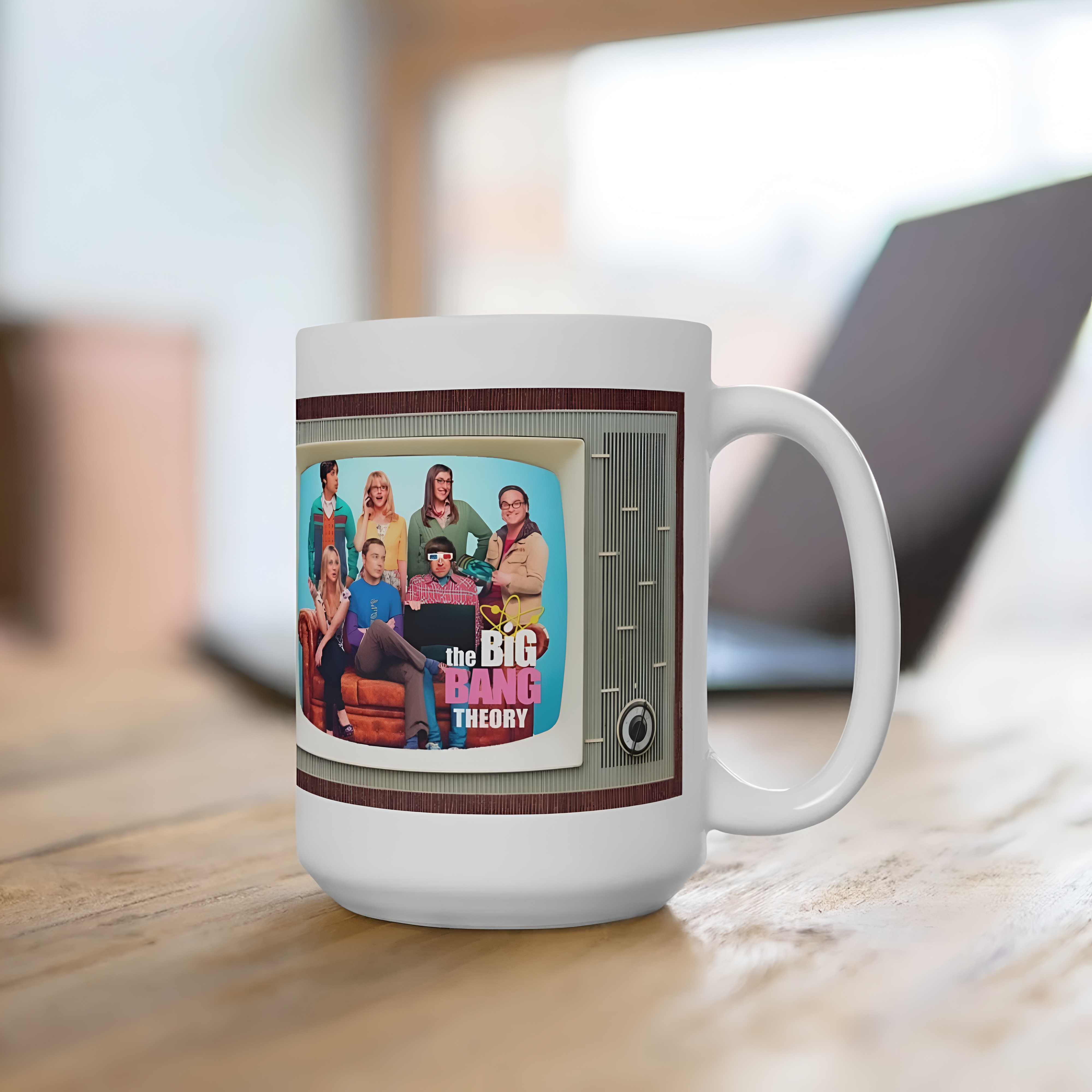 Big Bang Theory Retro TV Design Ceramic Mug With Character Print