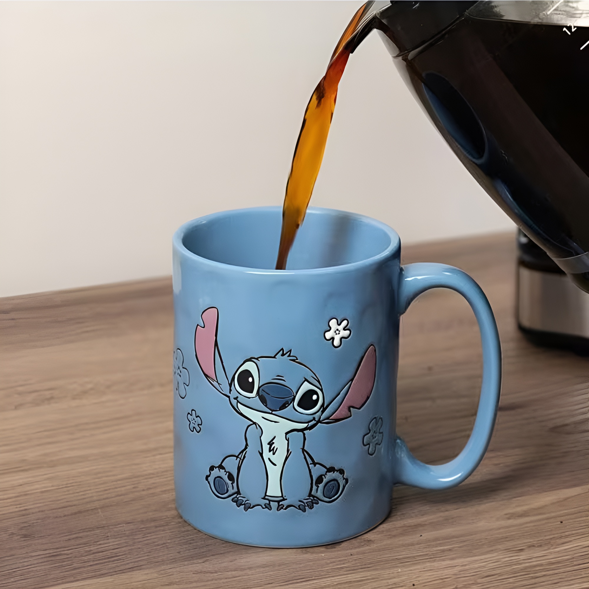 Stitch Themed 17oz Wax Resist Pottery Ceramic Coffee Mug