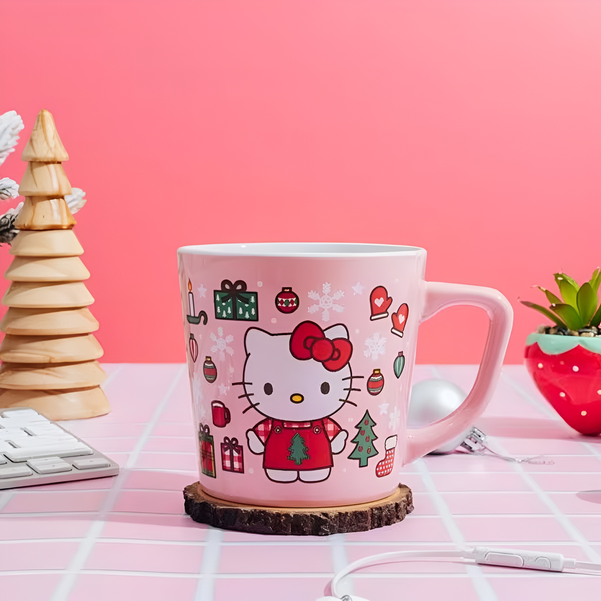 Hello Kitty Holiday Celebration Ceramic Latte Mug | Holds 17 Ounces