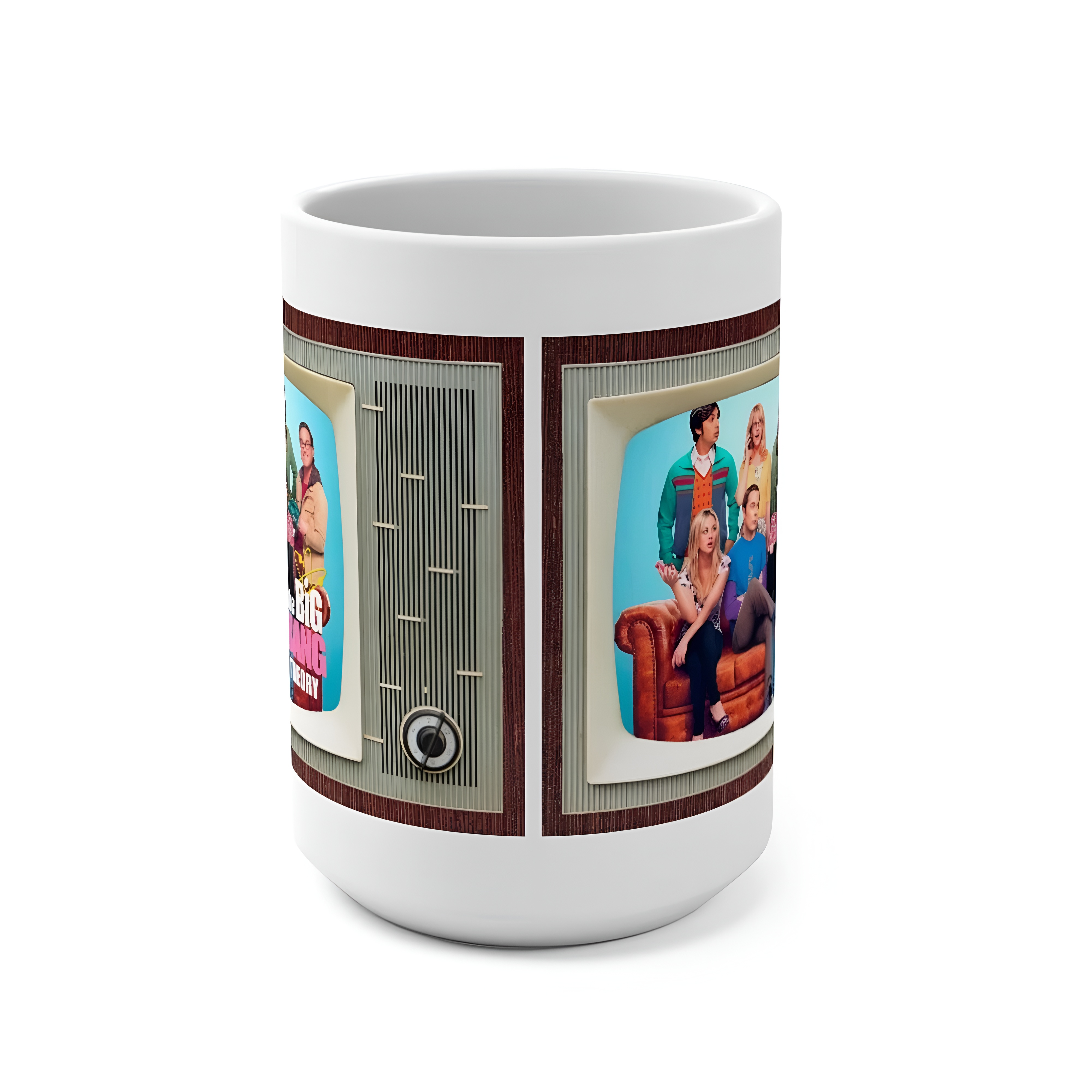 Big Bang Theory Retro TV Design Ceramic Mug With Character Print