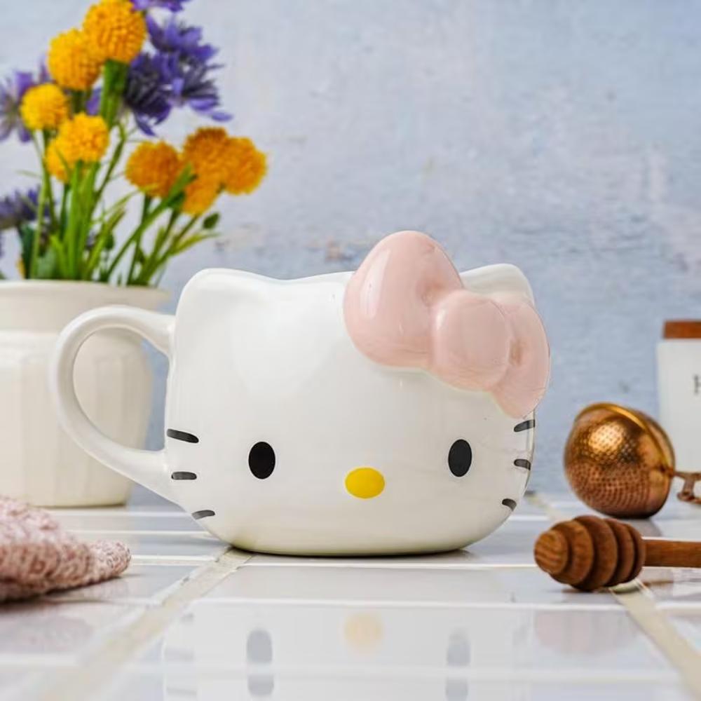 Hello Kitty Face Pink Bow Sculpted Ceramic Mug