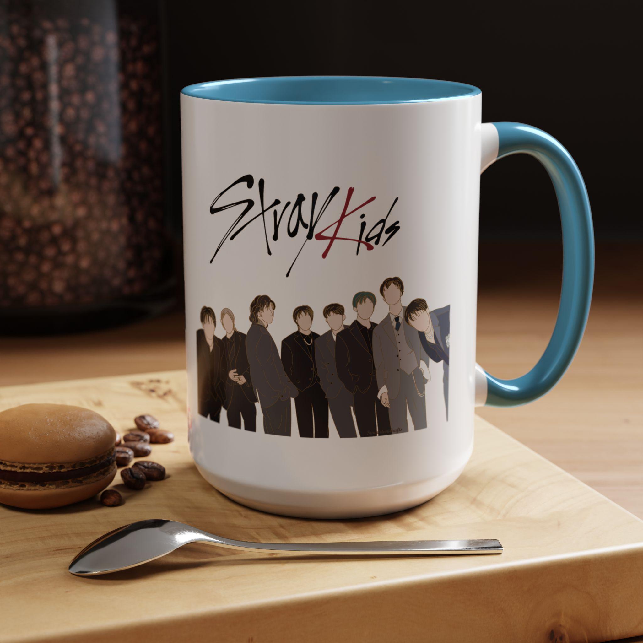 K Pop Coffee Mug With Stray Kids Artwork And Two Tone Style