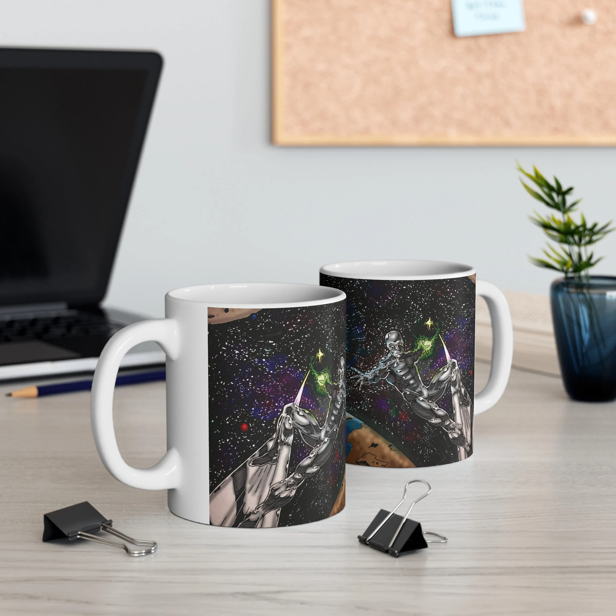 Silver Surfer Deep Space Illustration Ceramic Mug