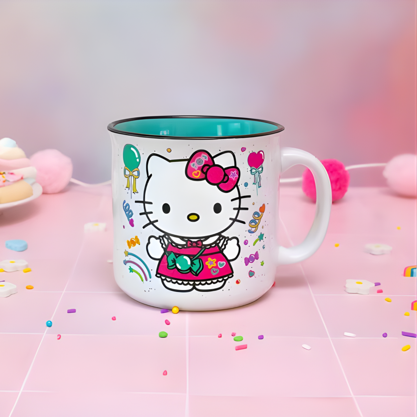 Silver Buffalo Sanrio Hello Kitty "Happy Birthday" Ceramic Camper Mug