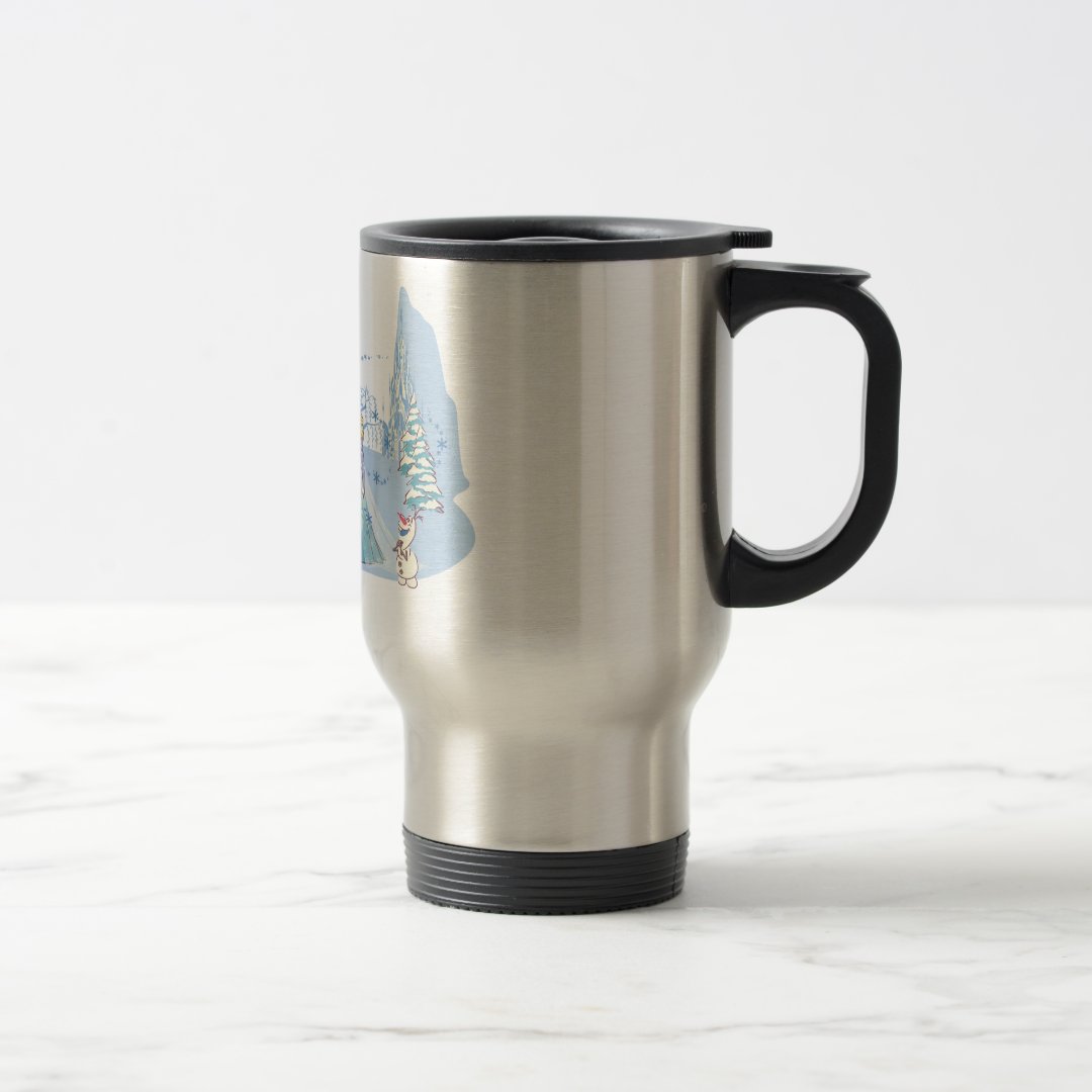 Frozen Blue Pastel Travel Mug Sven Anna Elsa Olaf Coffee Cup