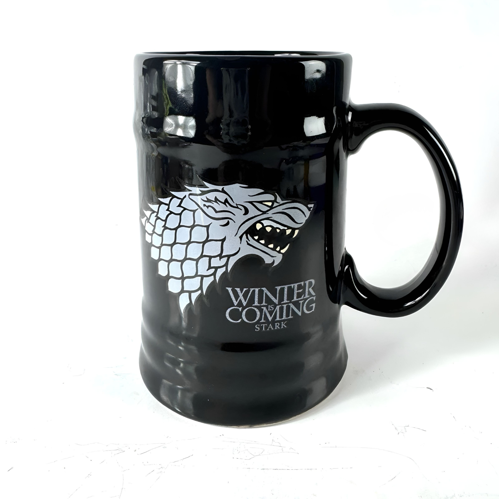 Game of Thrones Stark Sigil Ceramic Stein Coffee Cup Mug Winter Coming Black GOT