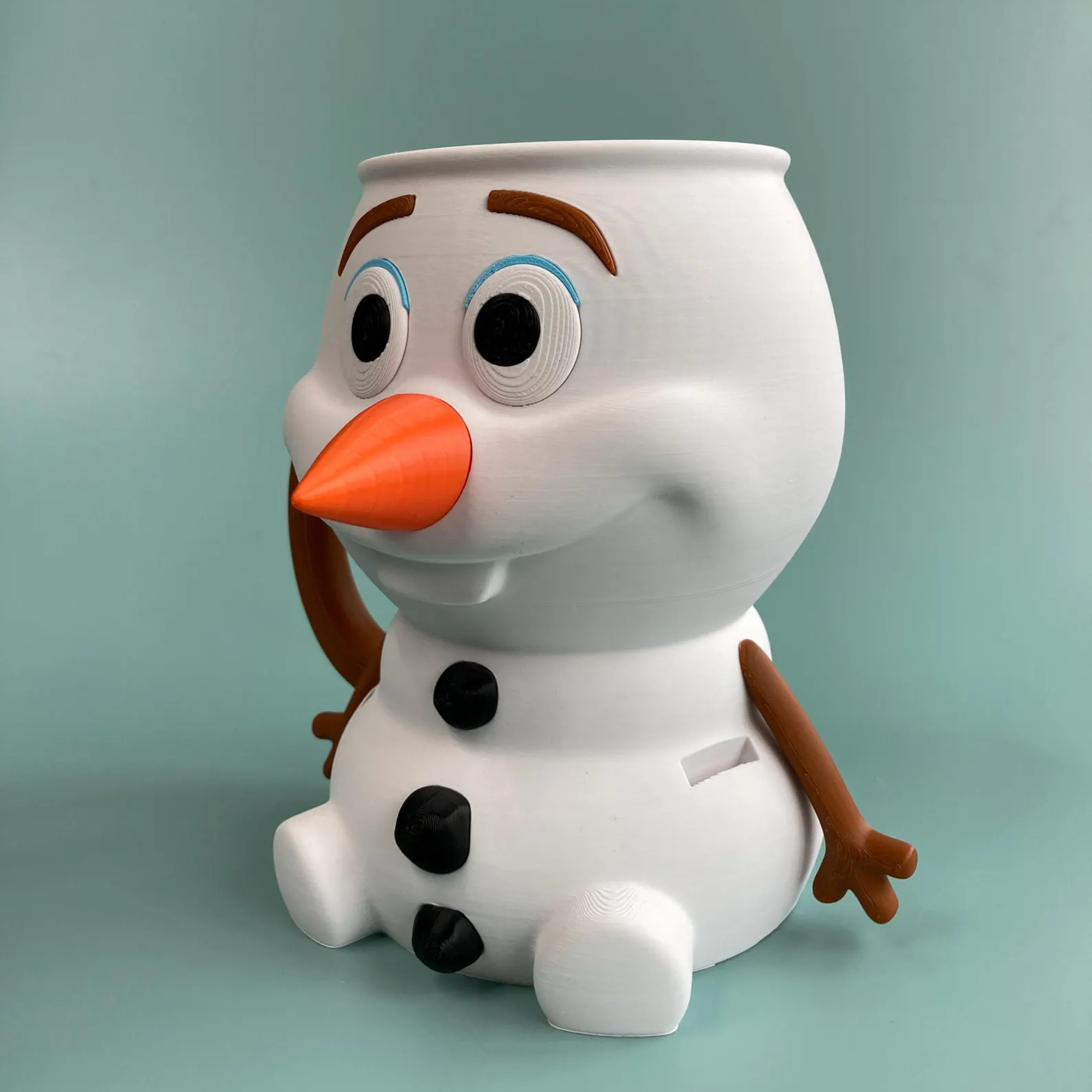 Olaf Character Themed PLA Ice Cream Holder 3D Mug With Spoon