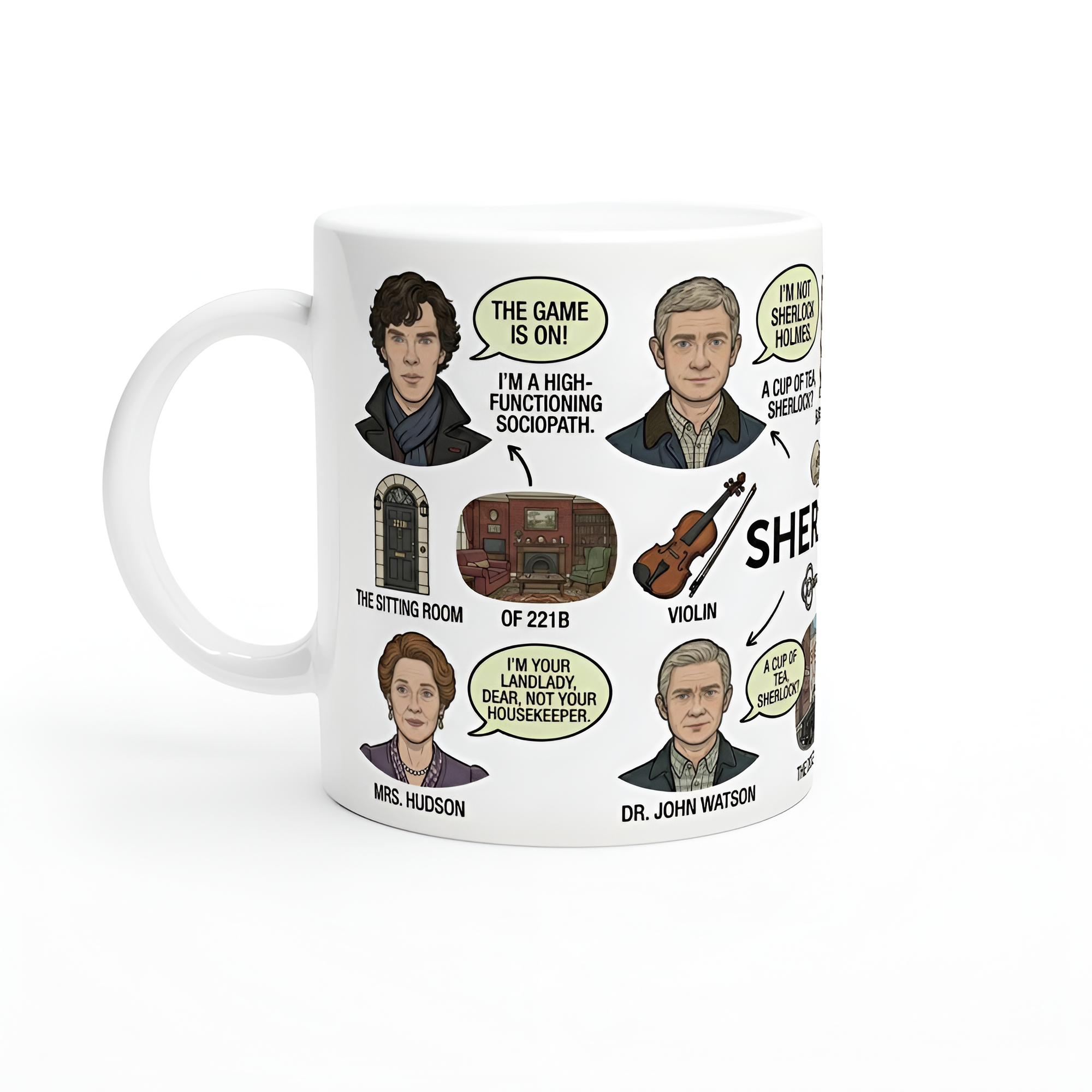 Sherlock Holmes Baker Street Character Ceramic Mug
