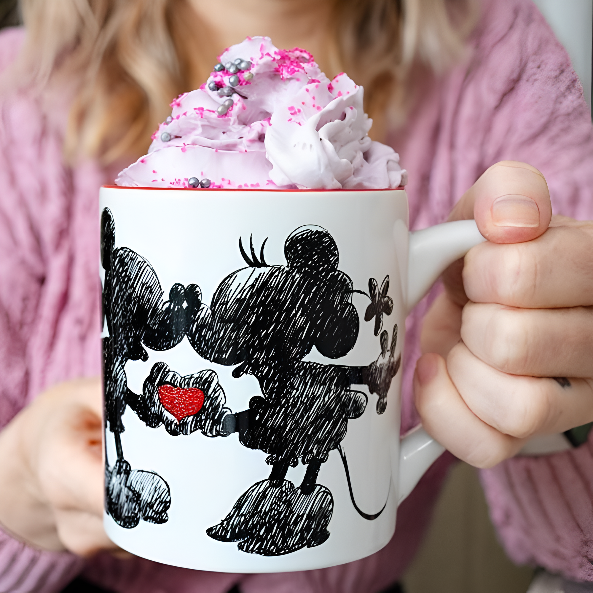 14Oz Mickey and Minnie Sketchbook Glitter Ceramic Mug