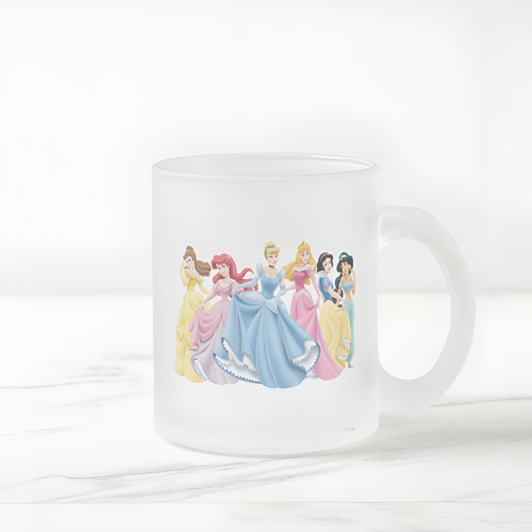Princess Holding Dresses Out Frosted Glass Mug Cute Coffee Cup