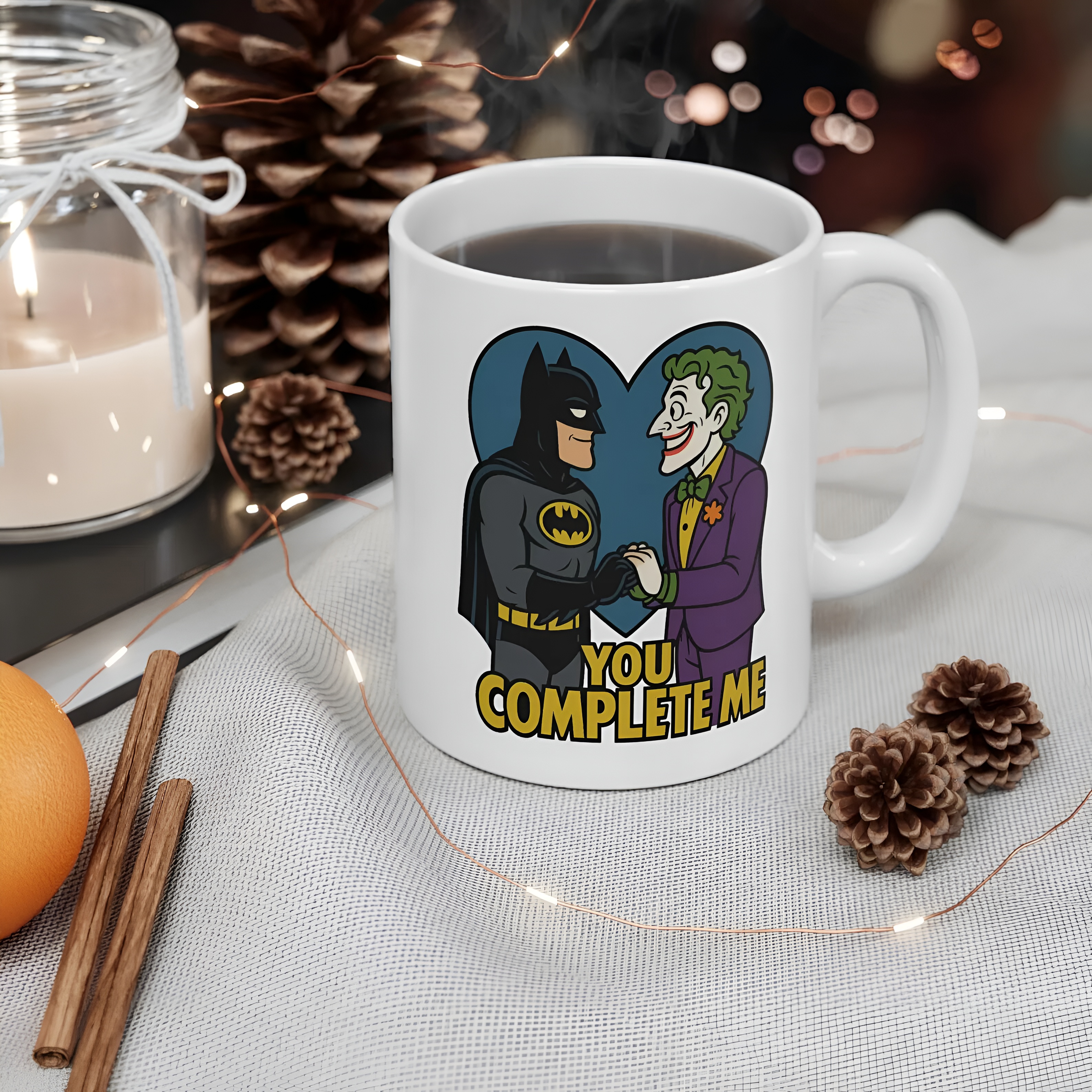 You Complete Me Superhero Mug Deadpool Batman Joker Coffee Cup