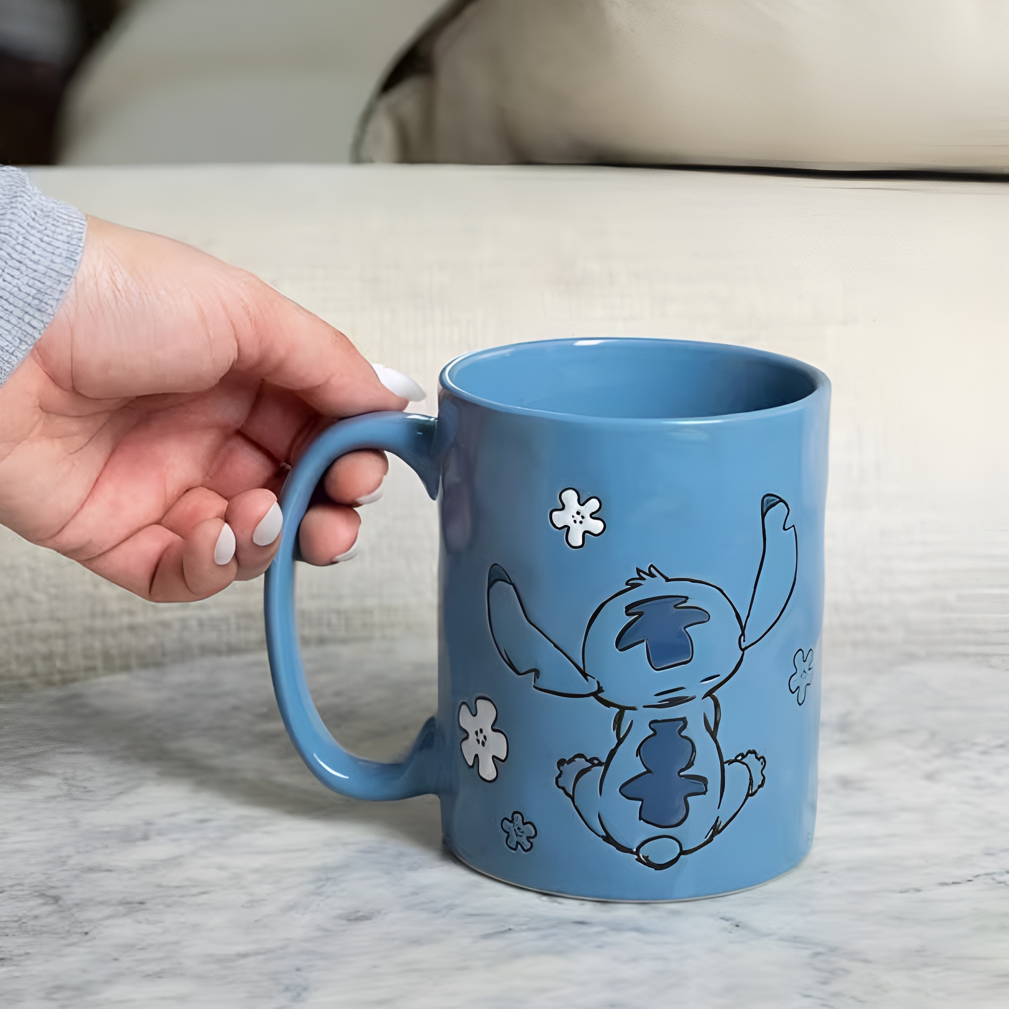 Stitch Themed 17oz Wax Resist Pottery Ceramic Coffee Mug