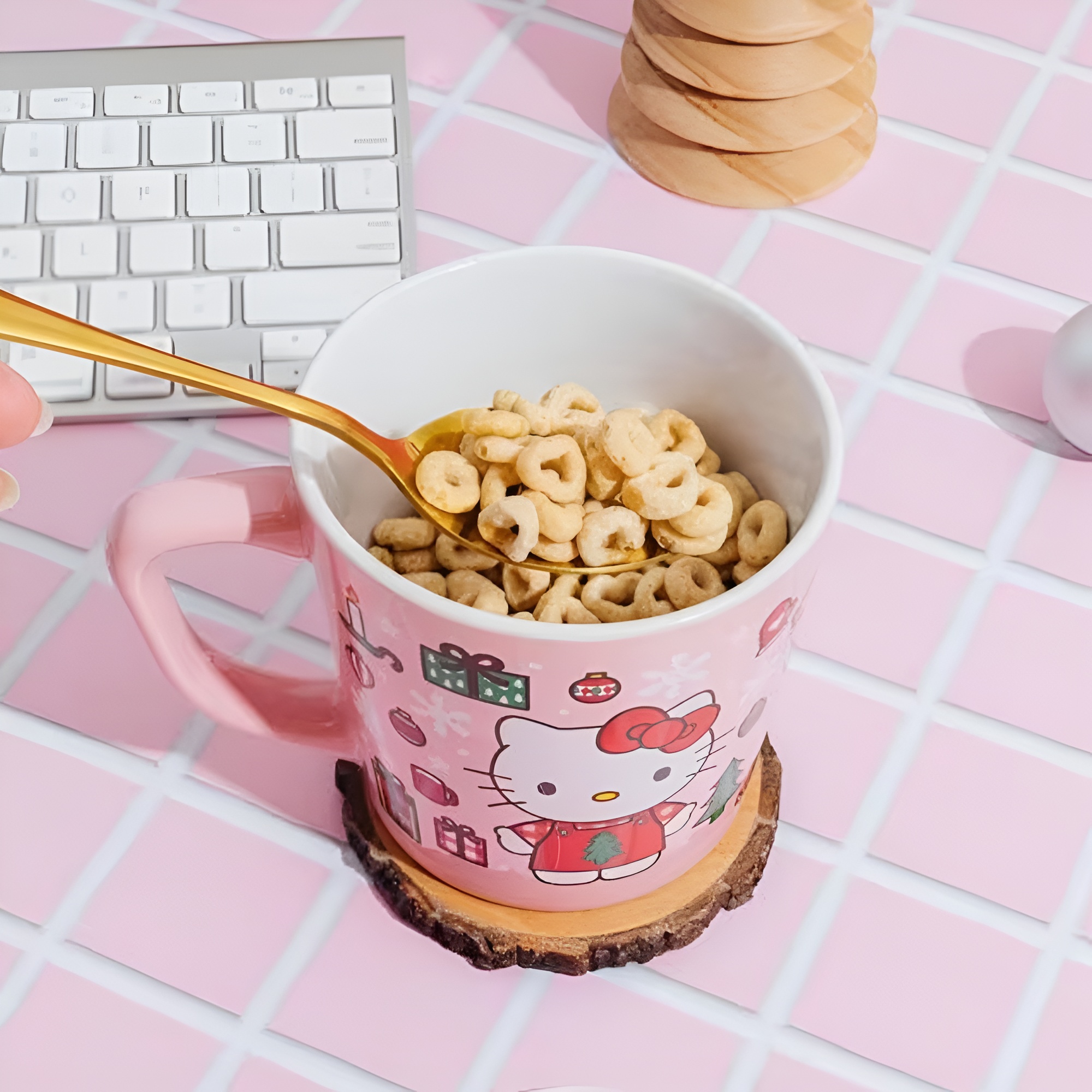 Hello Kitty Holiday Celebration Ceramic Latte Mug | Holds 17 Ounces