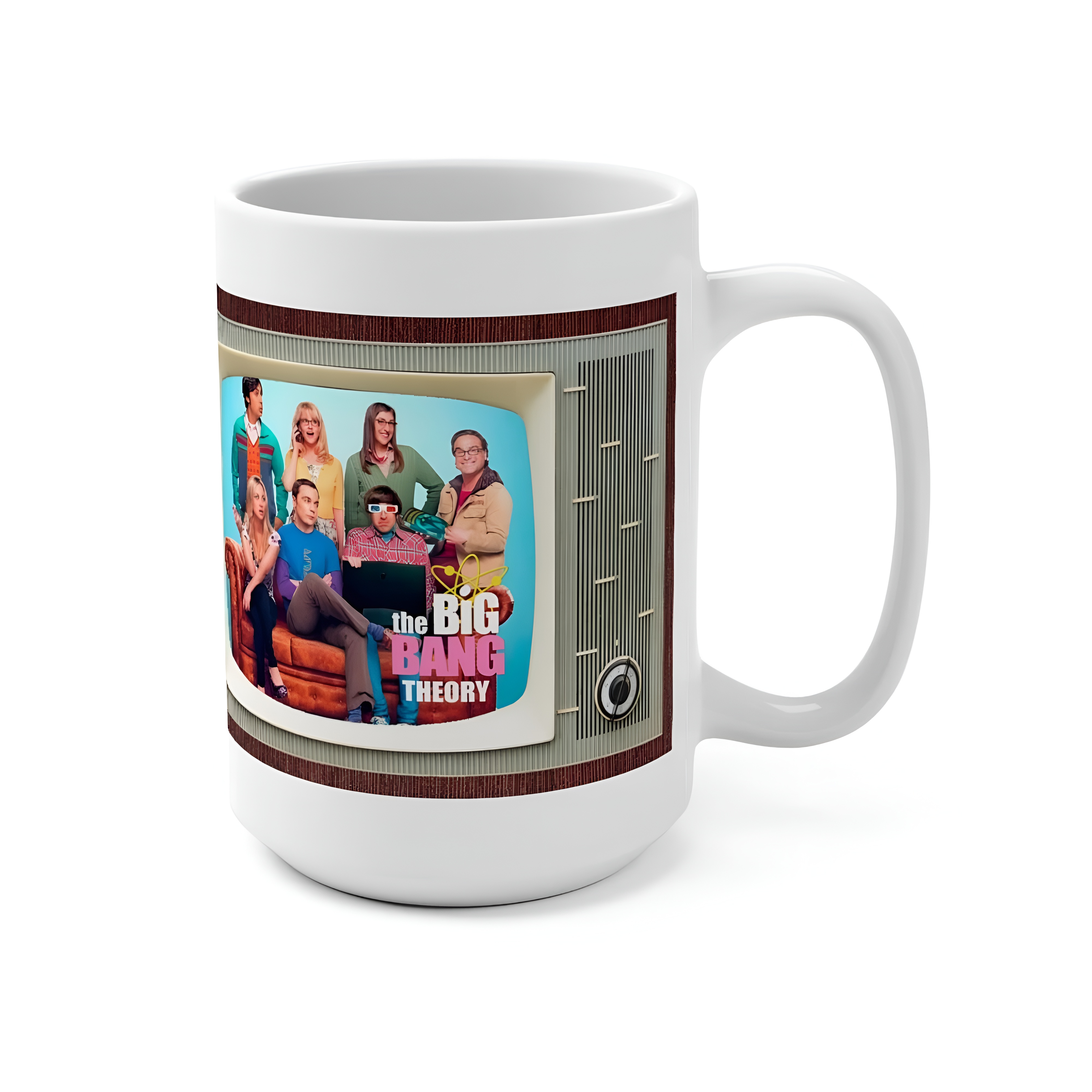 Big Bang Theory Retro TV Design Ceramic Mug With Character Print
