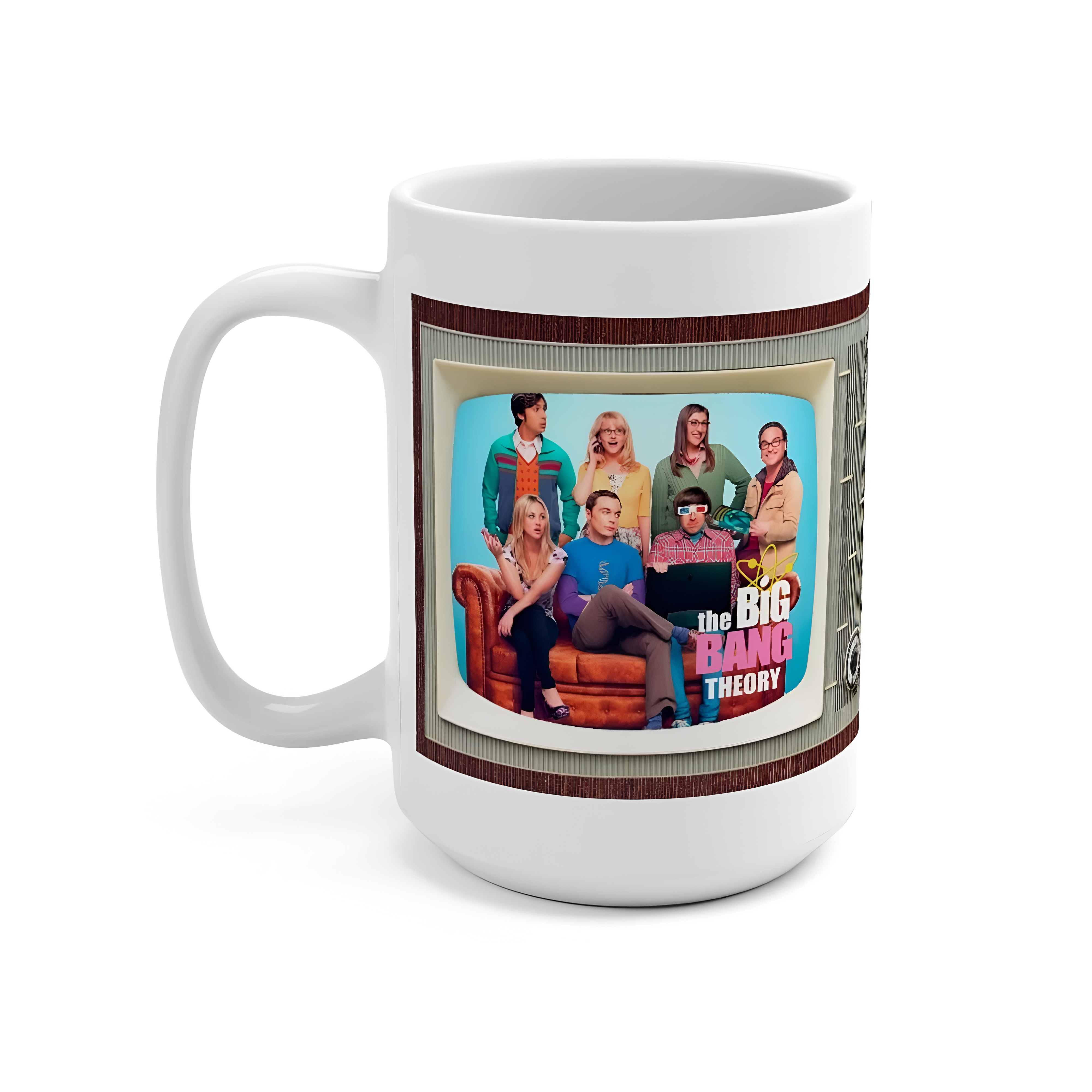 Big Bang Theory Retro TV Design Ceramic Mug With Character Print