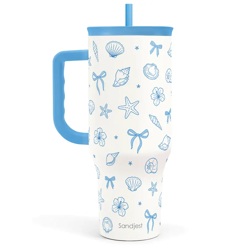 Stainless Steel 40oz Tumbler with Handle & Straw, Reusable Large Capacity Thermos Cup, Hot and Cold Insulation, Office Home Valentine Gift