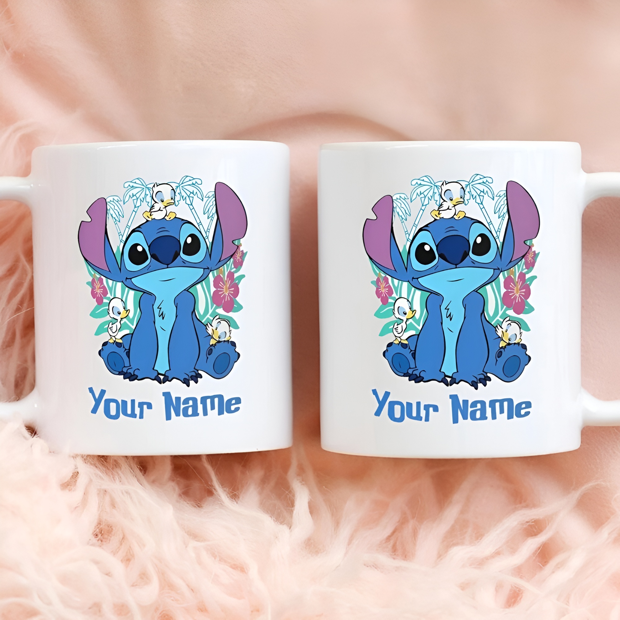 Personalized Name Coffee Mug With Stitch Cartoon Design