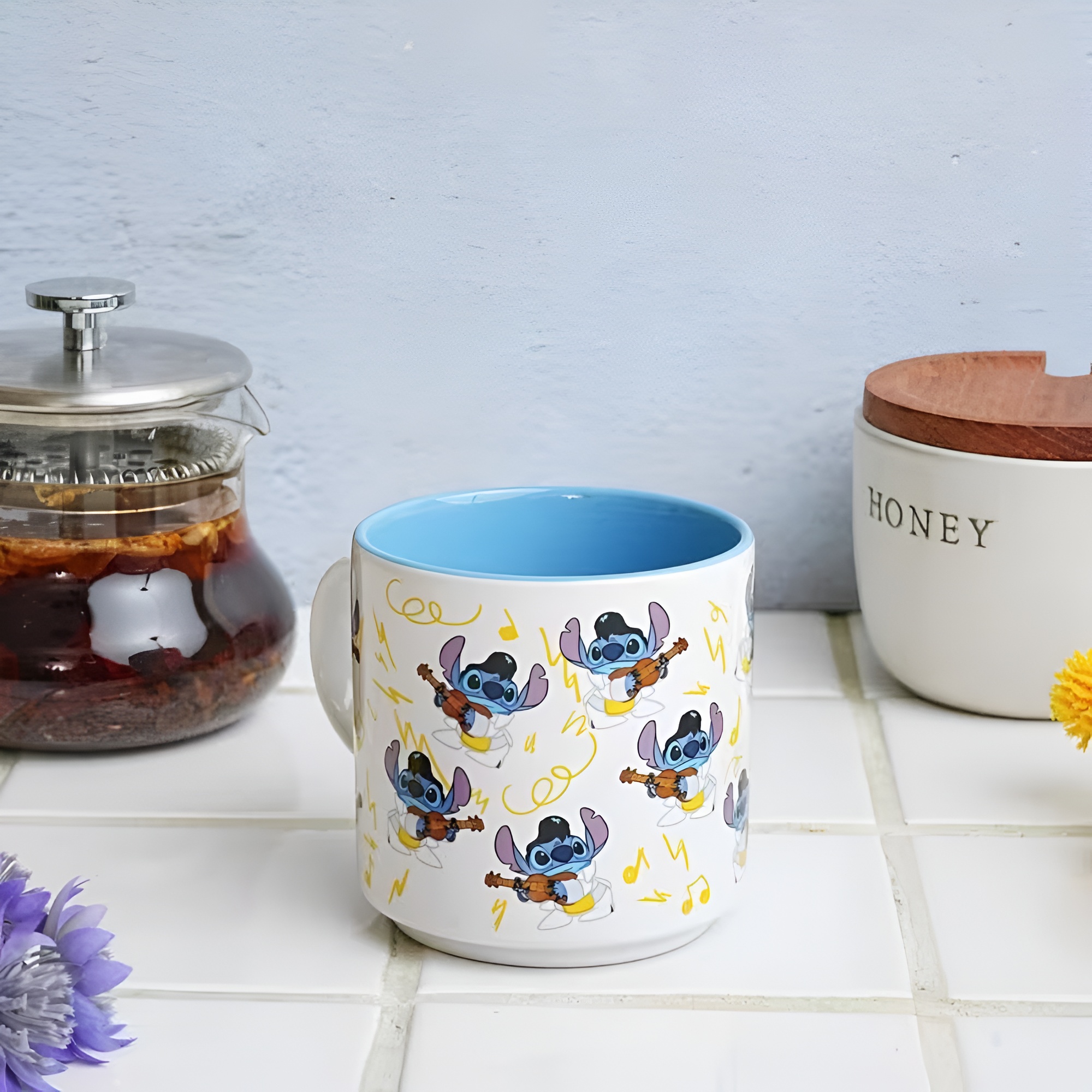 Rock Style Ukulele Music Themed 13oz Stitch Ceramic Coffee Mug