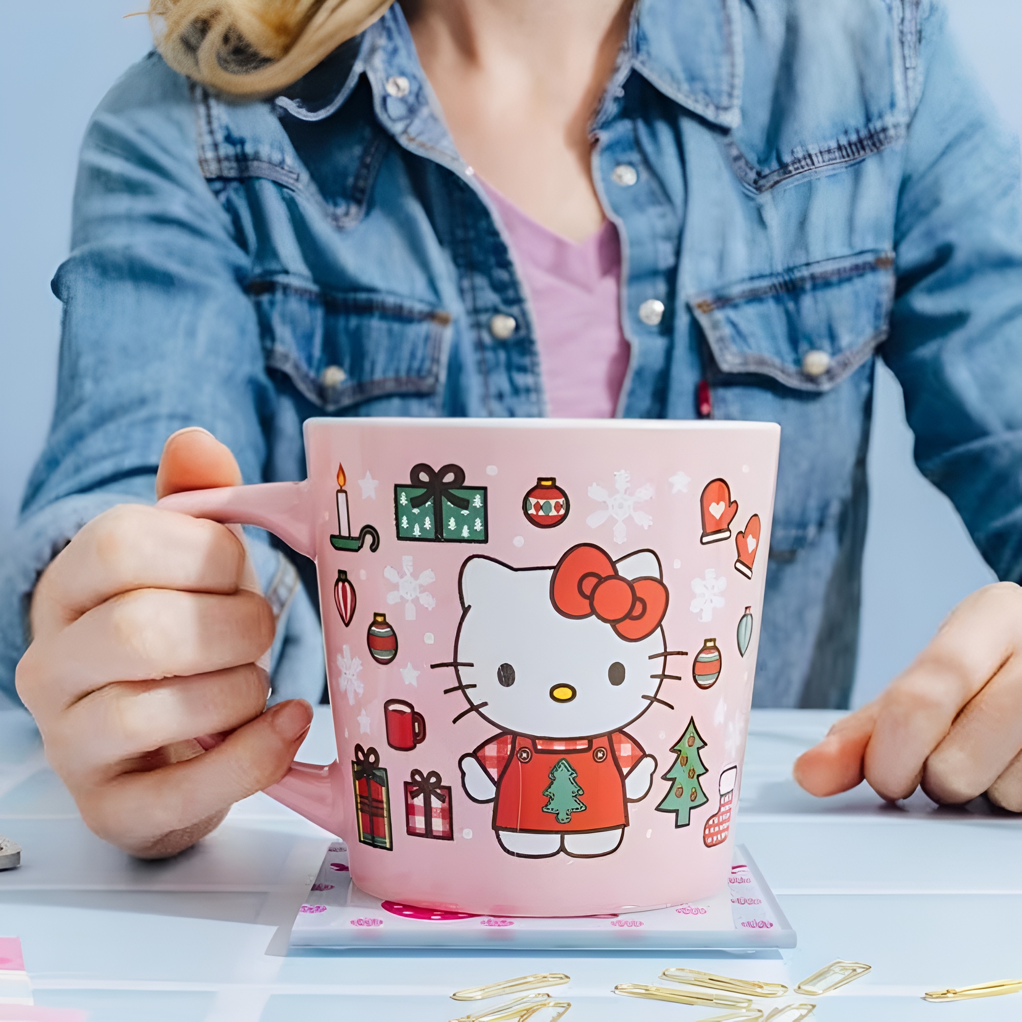 Hello Kitty Holiday Celebration Ceramic Latte Mug | Holds 17 Ounces