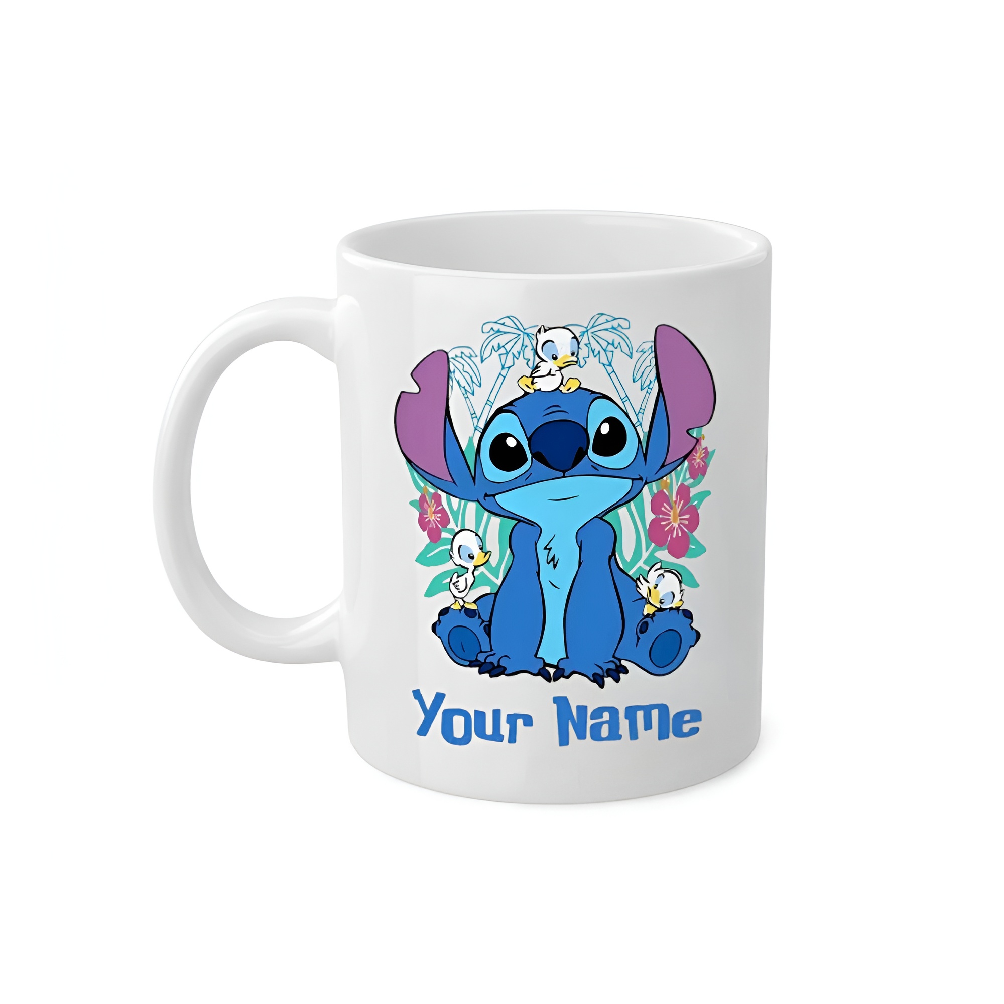Personalized Name Coffee Mug With Stitch Cartoon Design