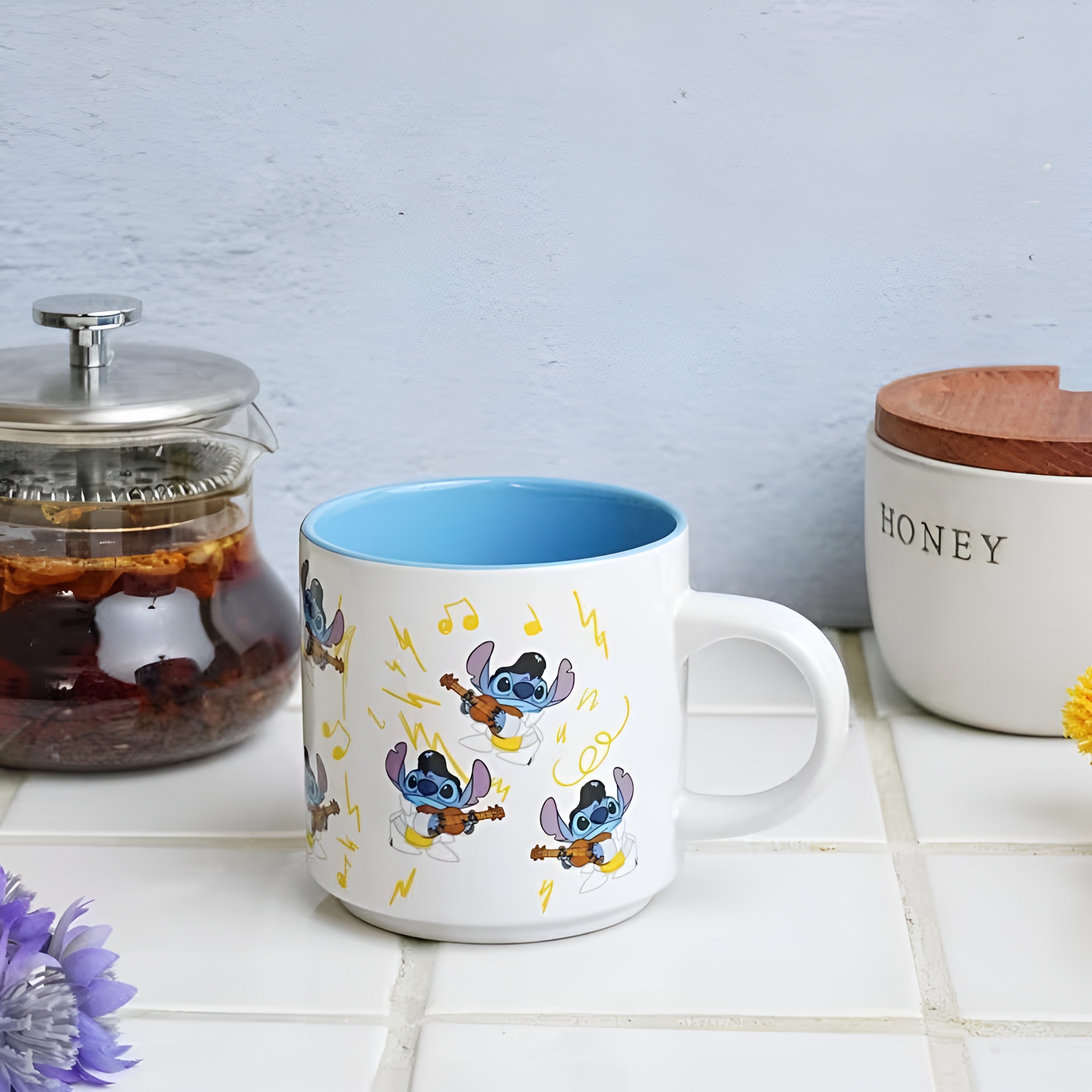 Rock Style Ukulele Music Themed 13oz Stitch Ceramic Coffee Mug