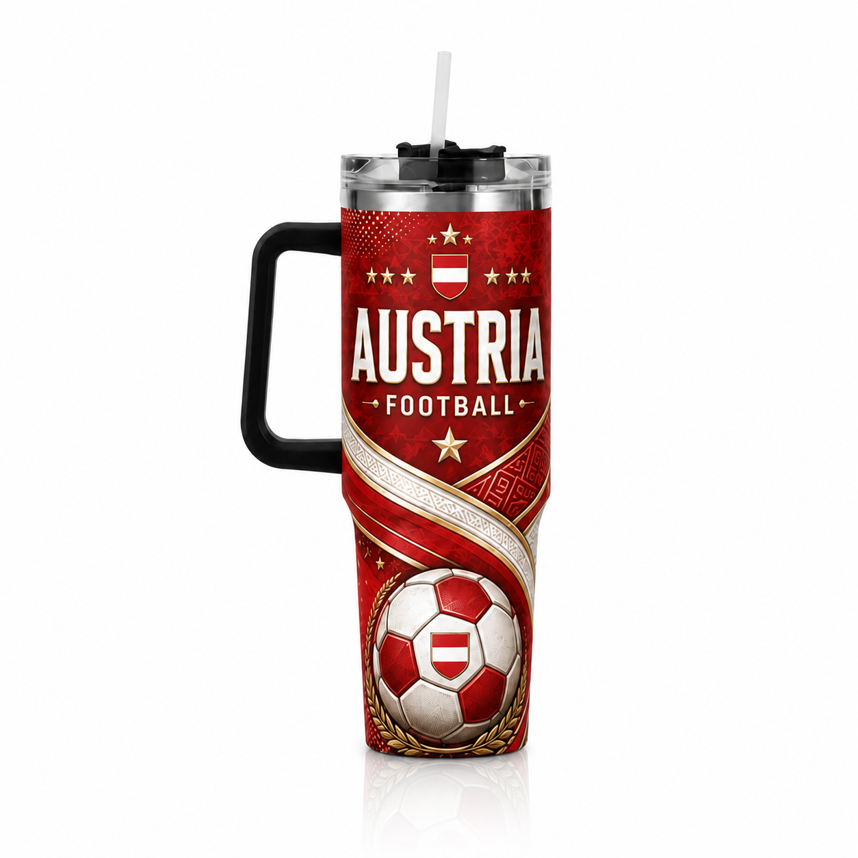 FIFA 2026 Austria Football Sports All Over Printed 40oz Tumbler With Straw And Lid