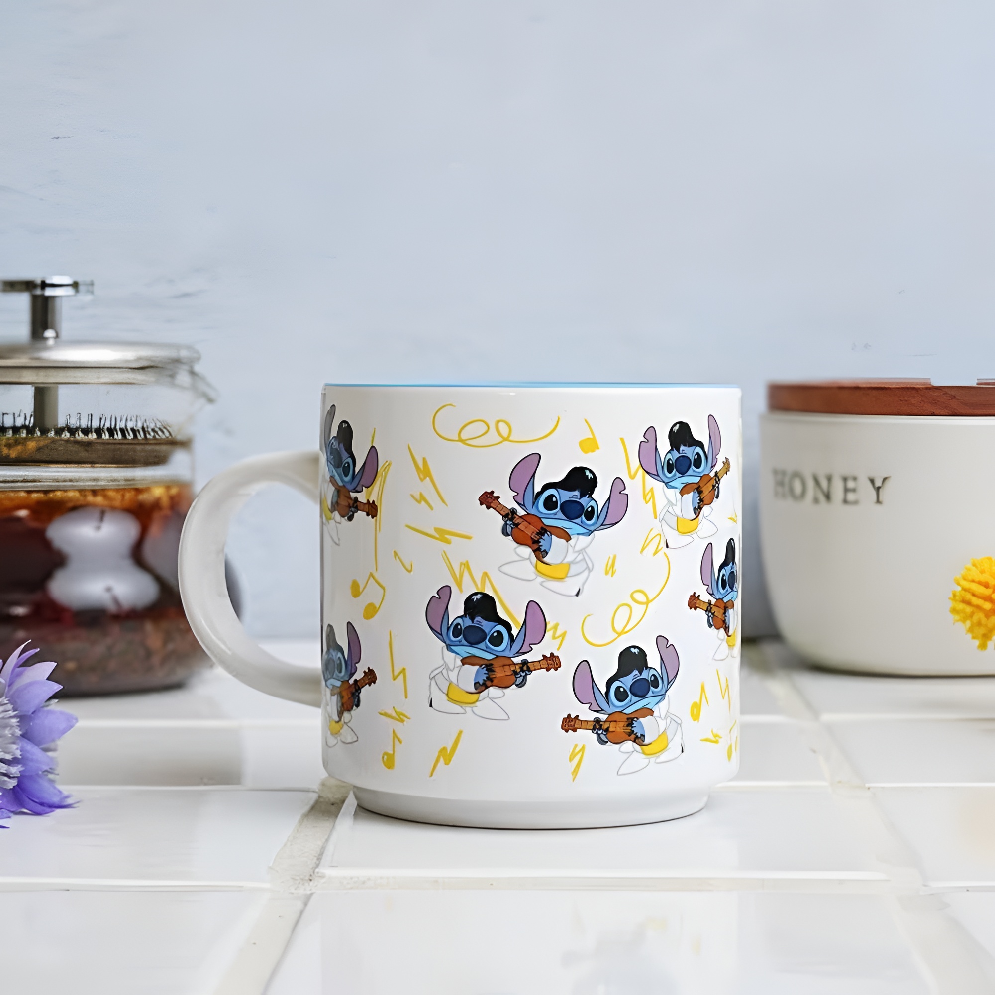 Rock Style Ukulele Music Themed 13oz Stitch Ceramic Coffee Mug