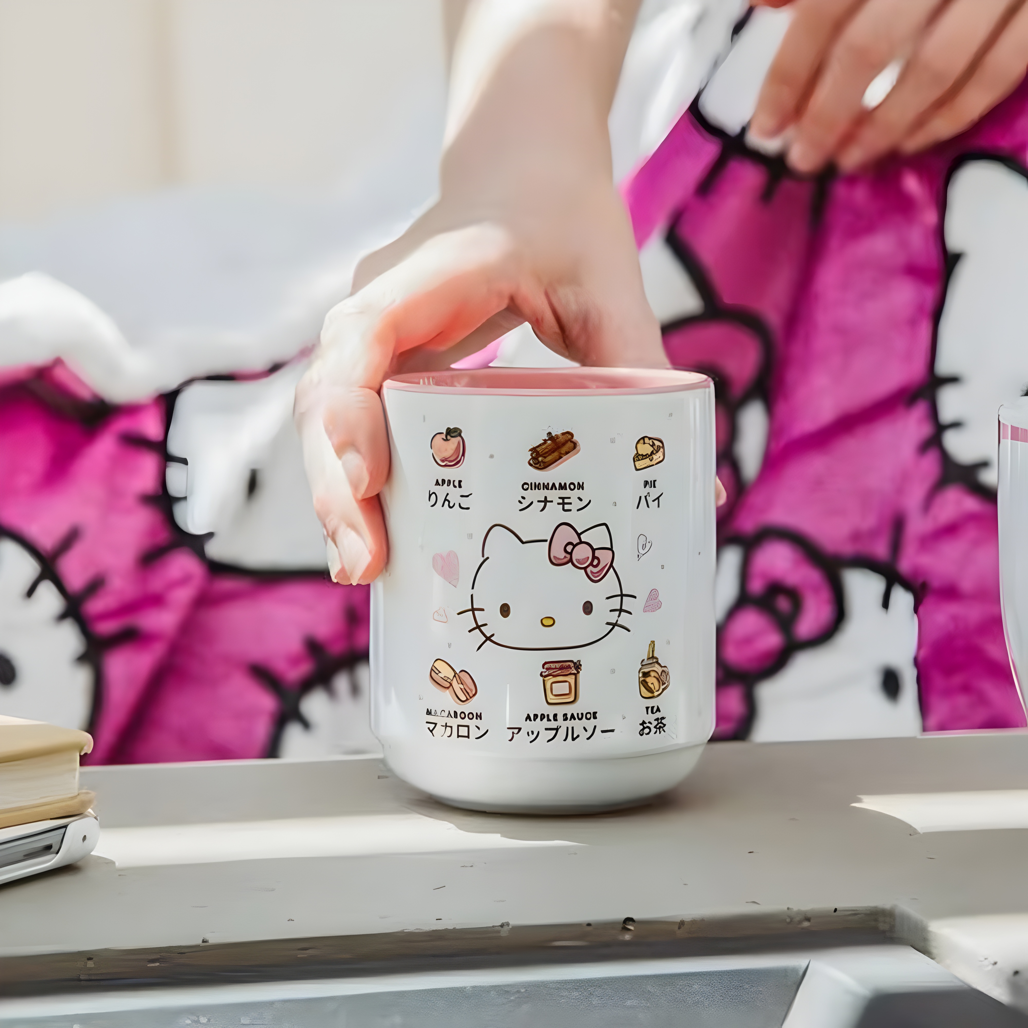 Hello Kitty Apple Icons Asian Ceramic Tea Cup | Holds 9 ~ 12 Ounces 