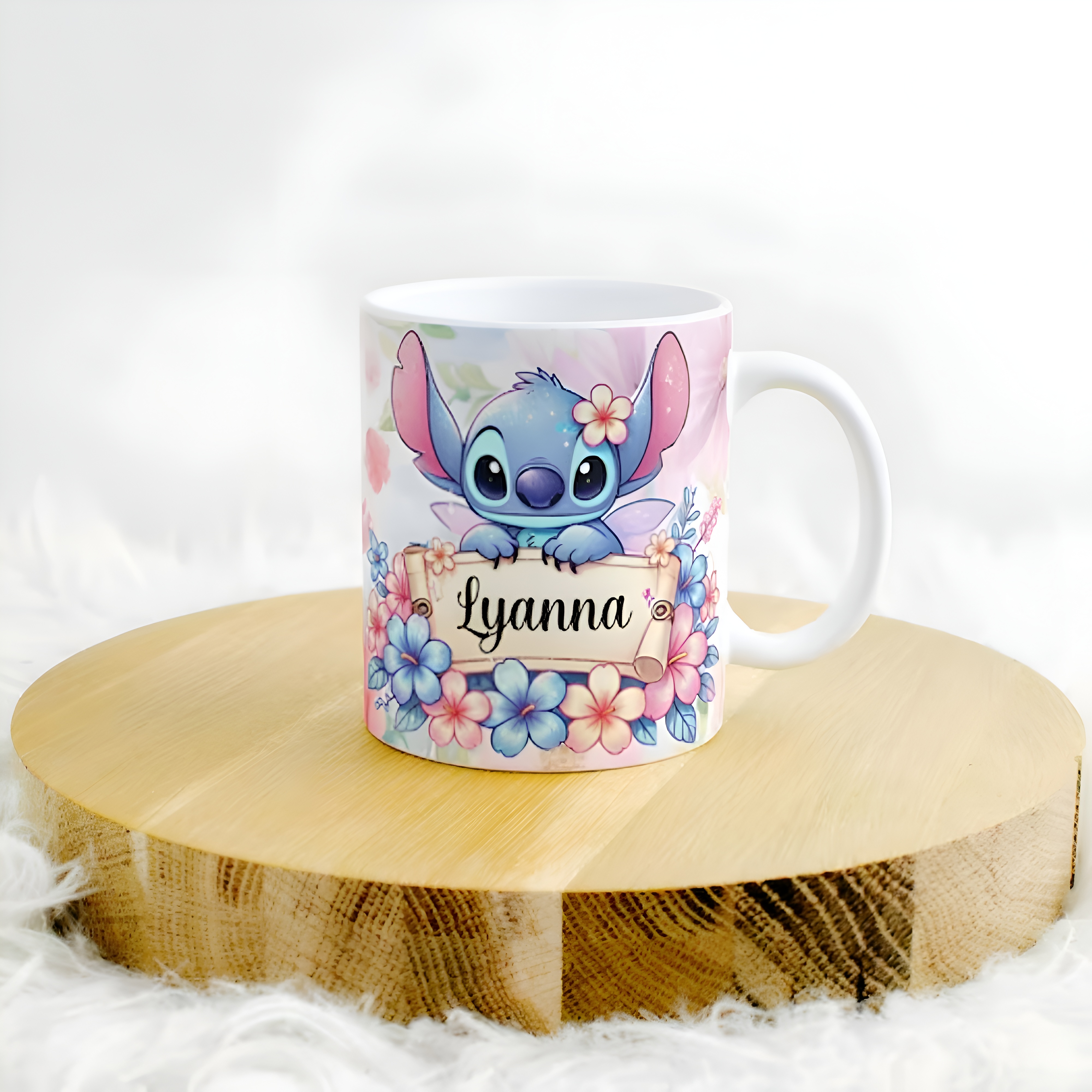 Personalized Name Coffee Mug With Stitch Cartoon Design