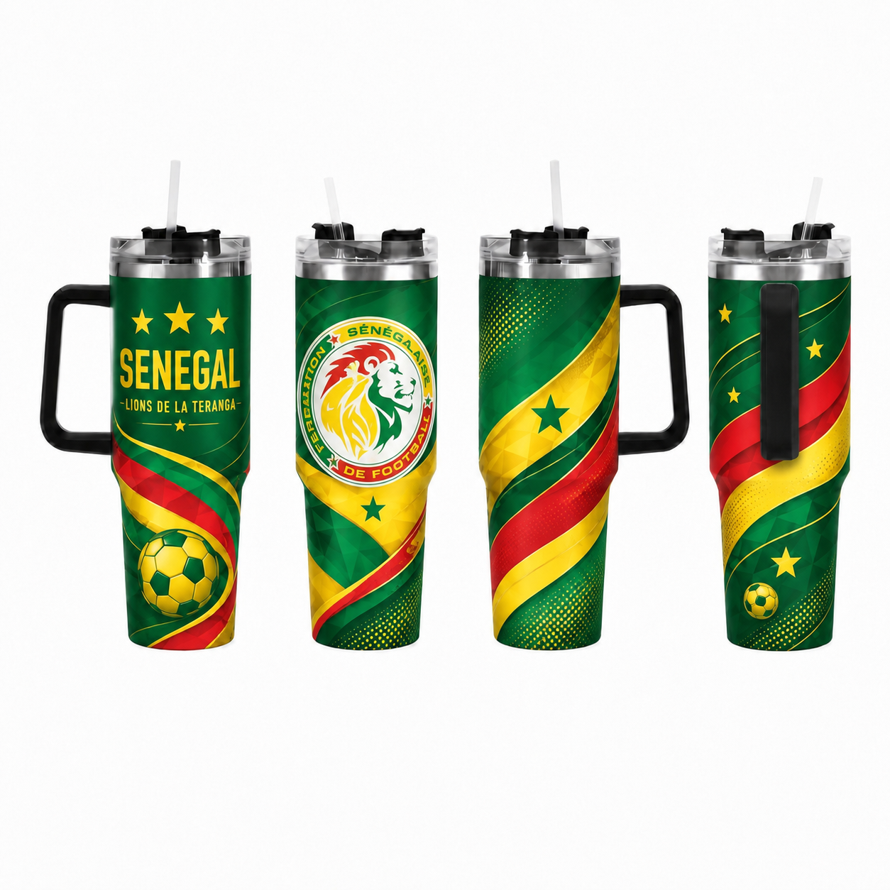 FIFA 2026 Senegal Football Sports All Over Printed 40oz Tumbler With Straw And Lid