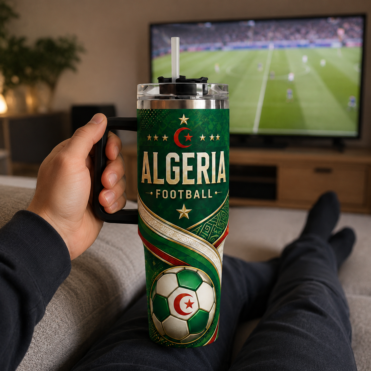 FIFA 2026 Algeria Football Sports All Over Printed 40oz Tumbler With Straw And Lid