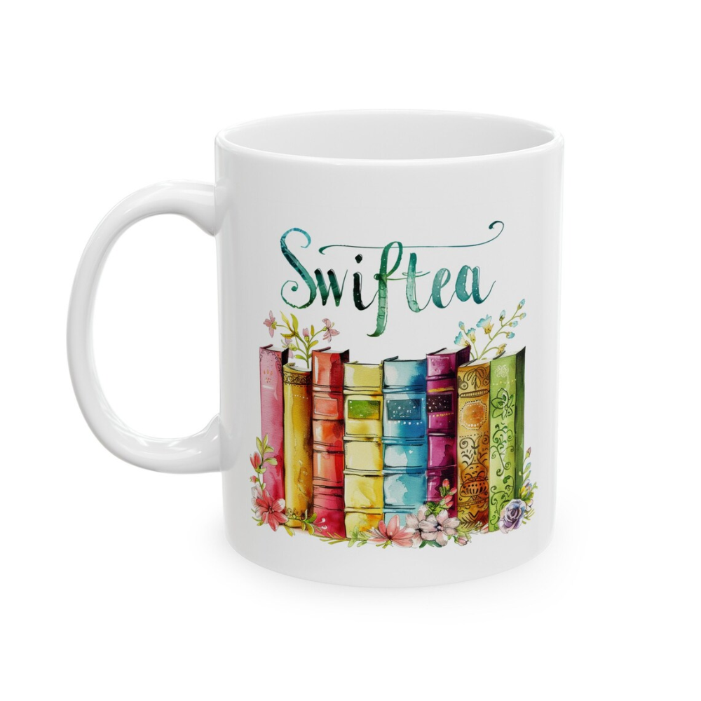 Book and Flowers Design, Music Lovers Gift, Gift for Her, 11oz,