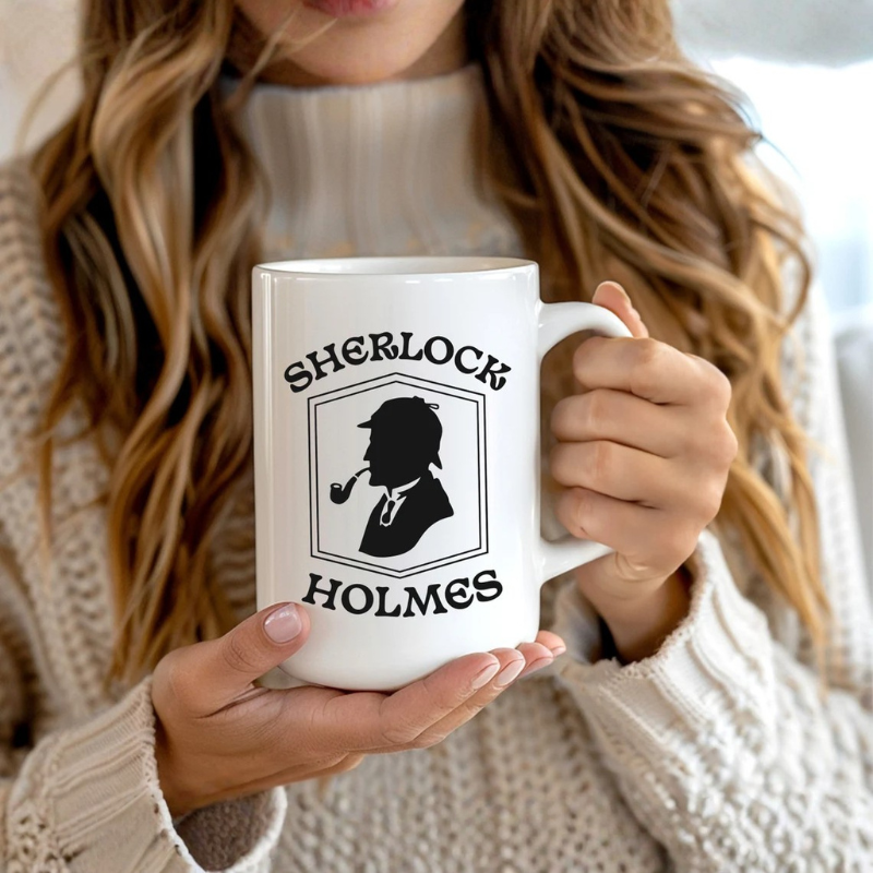 Sherlock Holmes Silhouette Ceramic Baker Street Mug