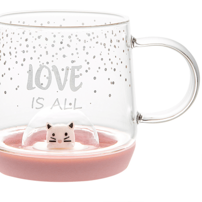 Crystal Ball Cat Mug Whimsical Glass Cat Coffee Mug with Spoon - Inspire Cups